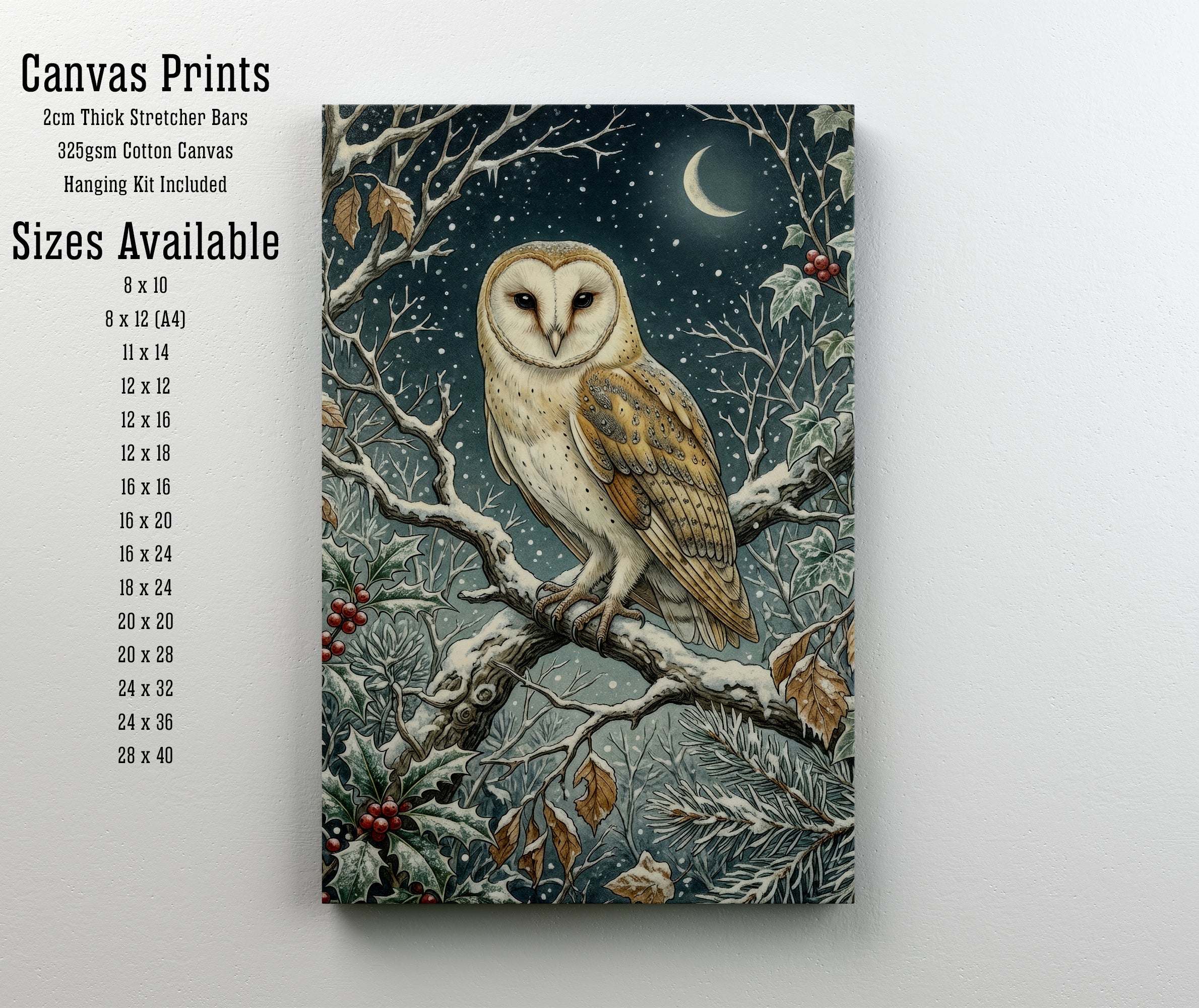 Snowy Barn Owl Winter Art Print