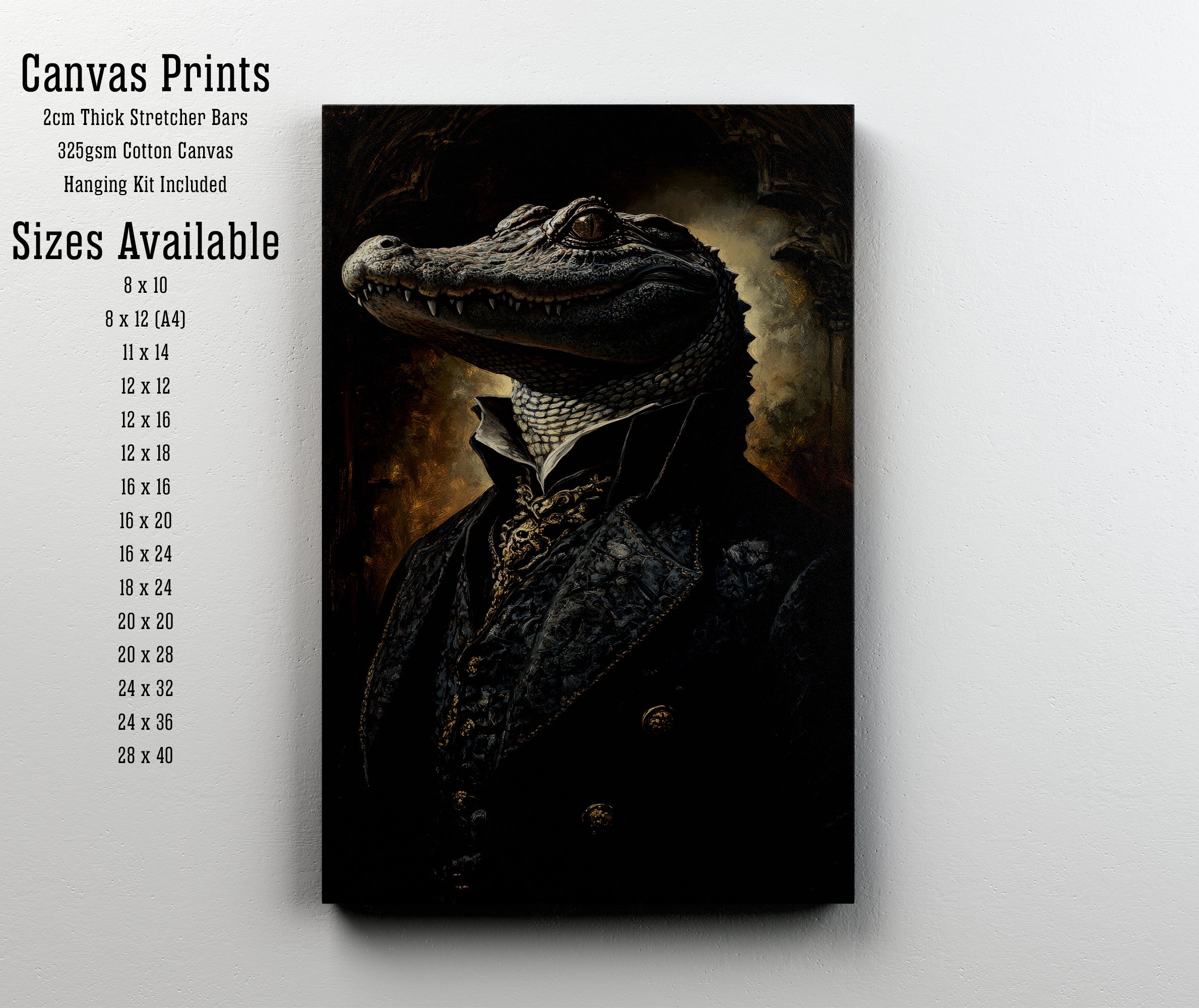 Gothic Crocodile Portrait Art Print