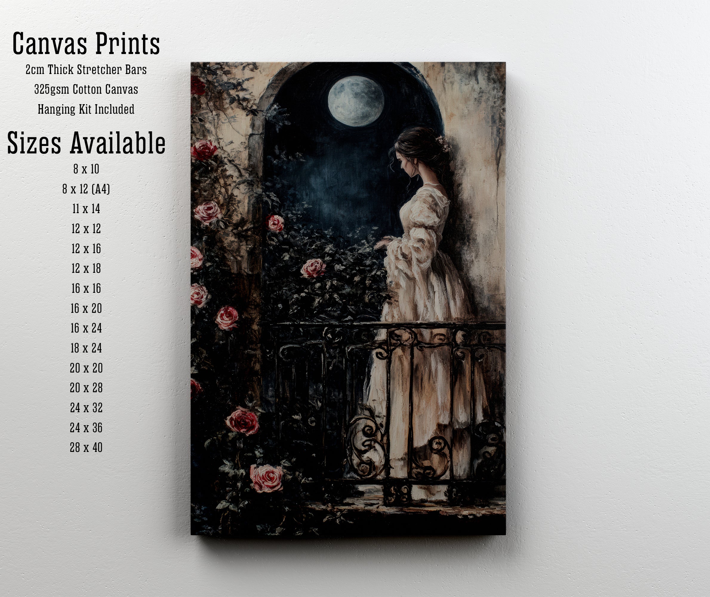 Moonlit Gothic Rose Garden Art Print