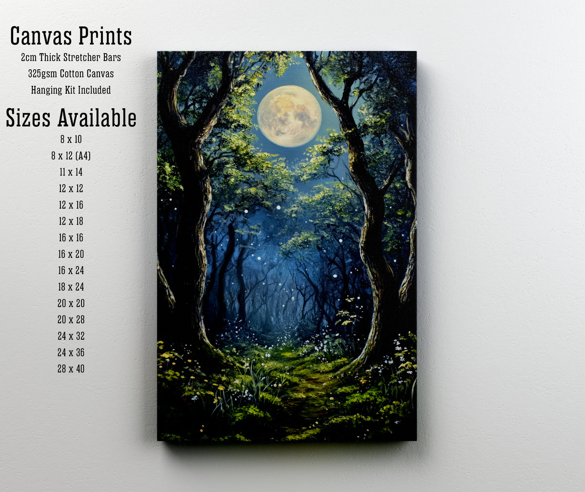 Moonlit Woodland Forest Art Print
