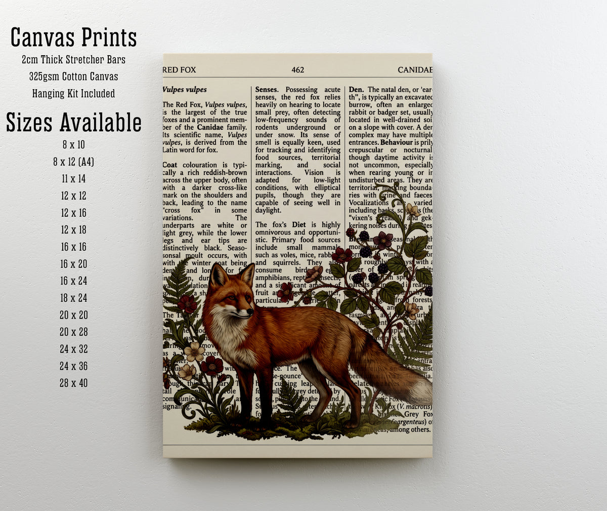 Red Fox Botanical Art Print