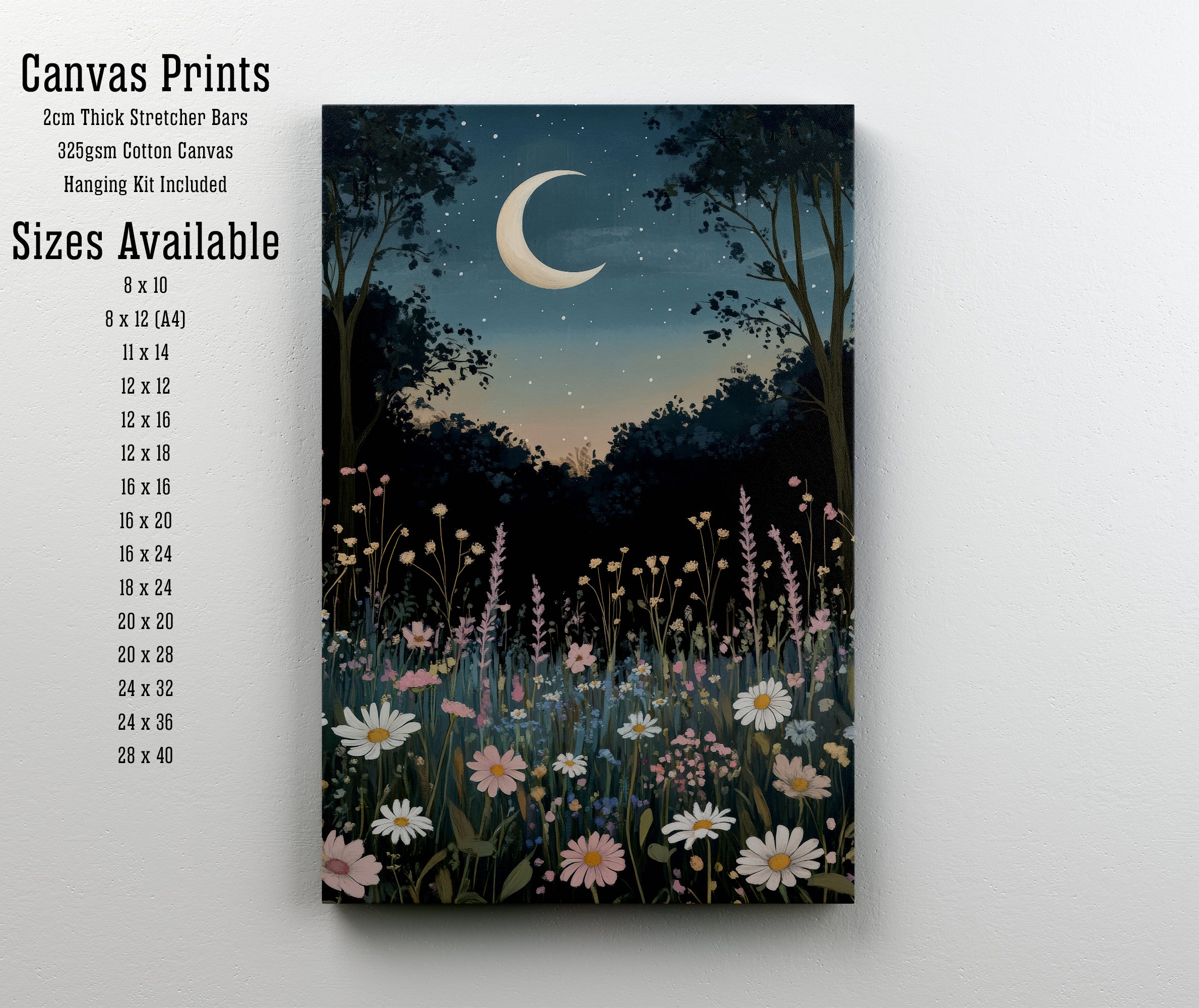 Moonlit Wildflower Meadow Art Print