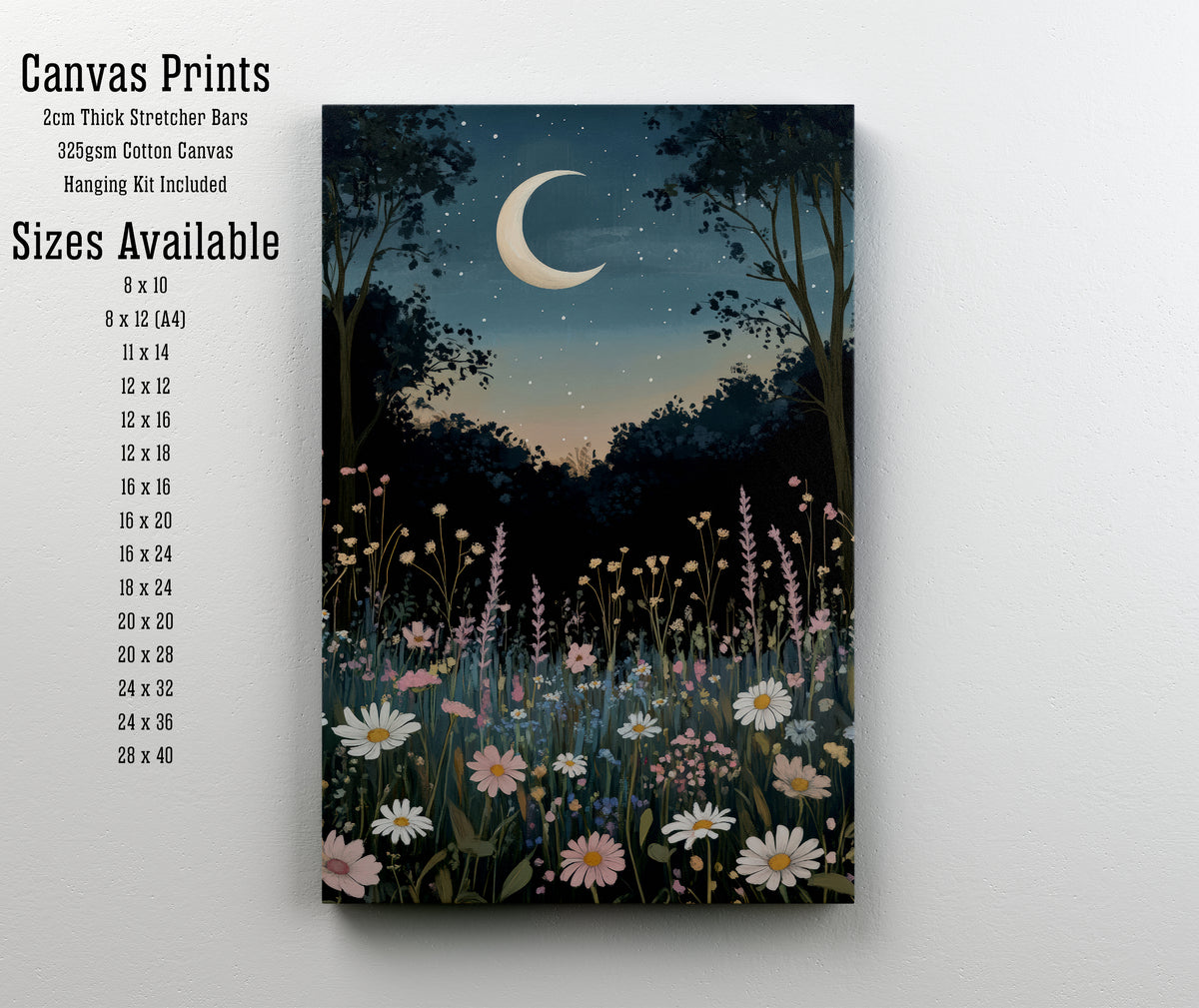 Moonlit Wildflower Meadow Art Print