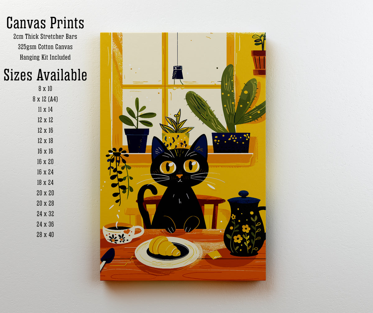 Cozy Black Cat Kitchen Art Print