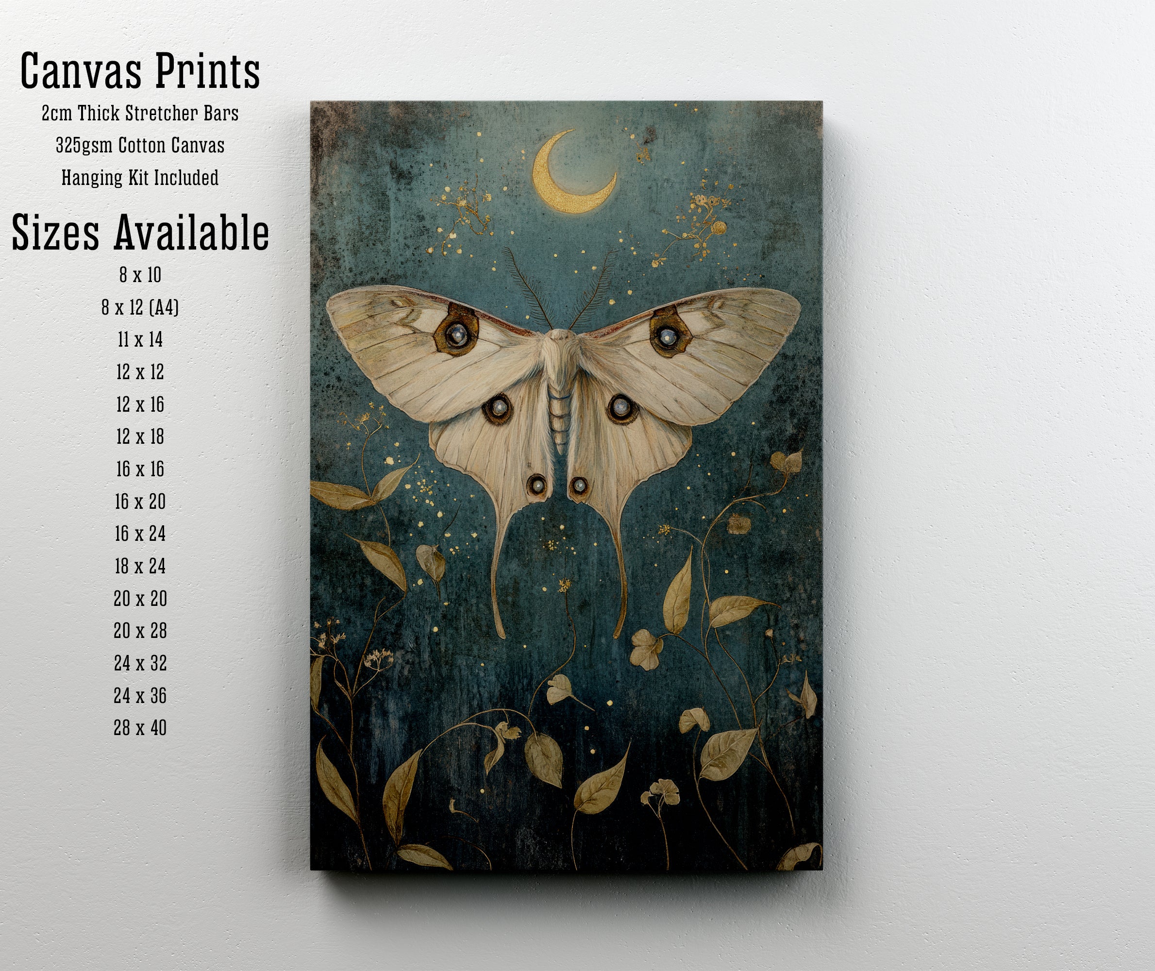 Moonlit Moth Botanical Art Print