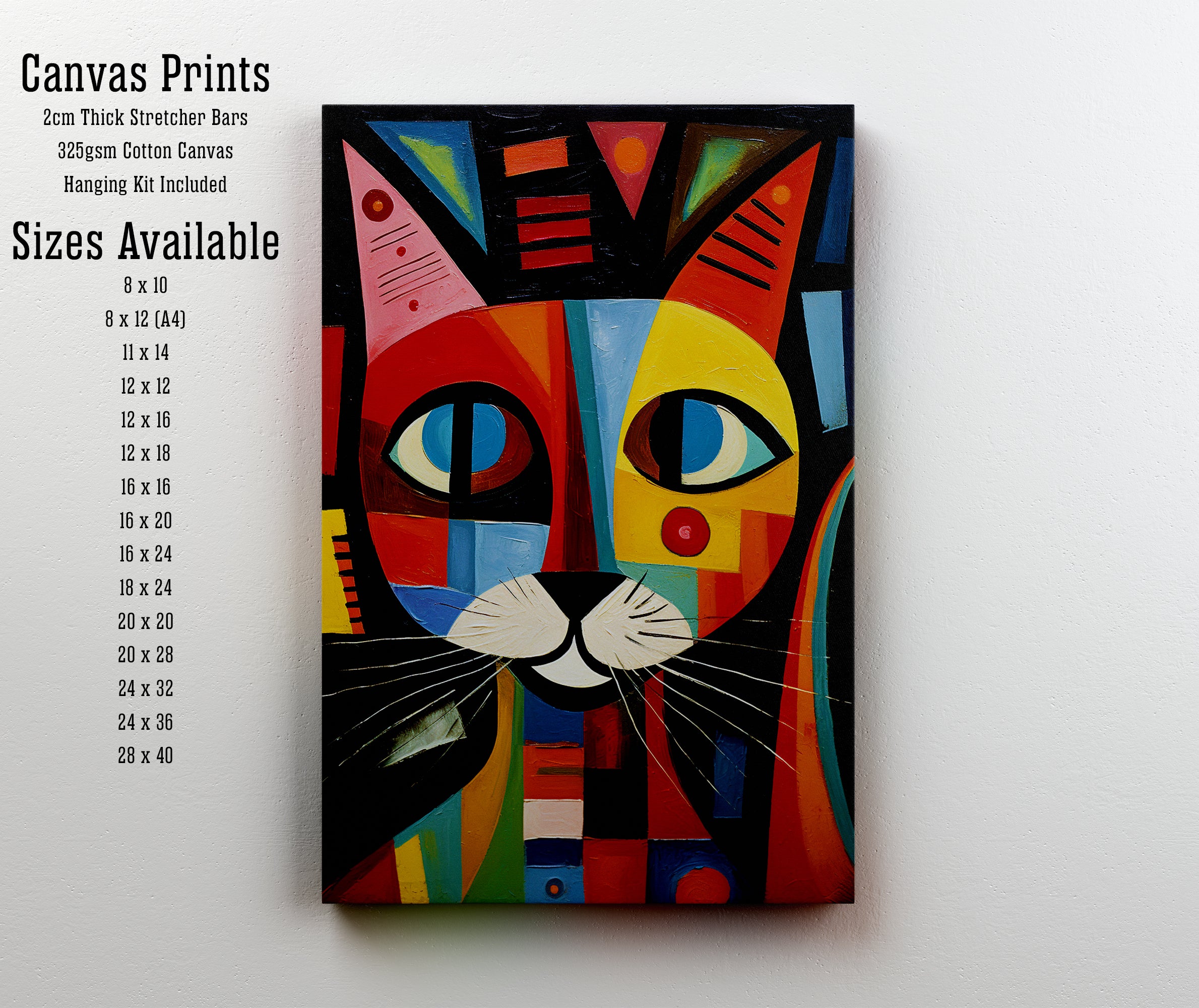 Colorful Geometric Cat Art Print