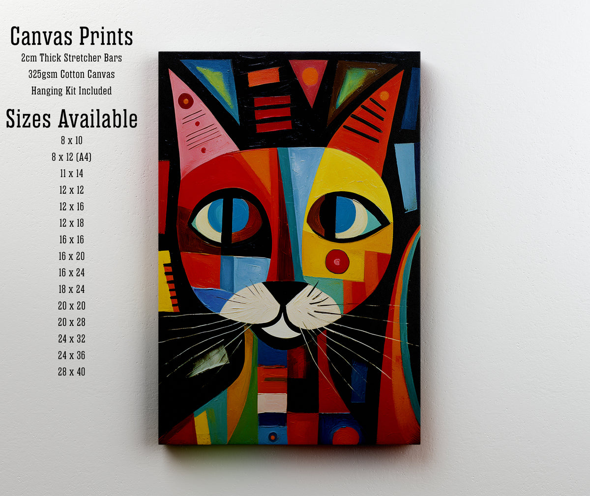 Colorful Geometric Cat Art Print
