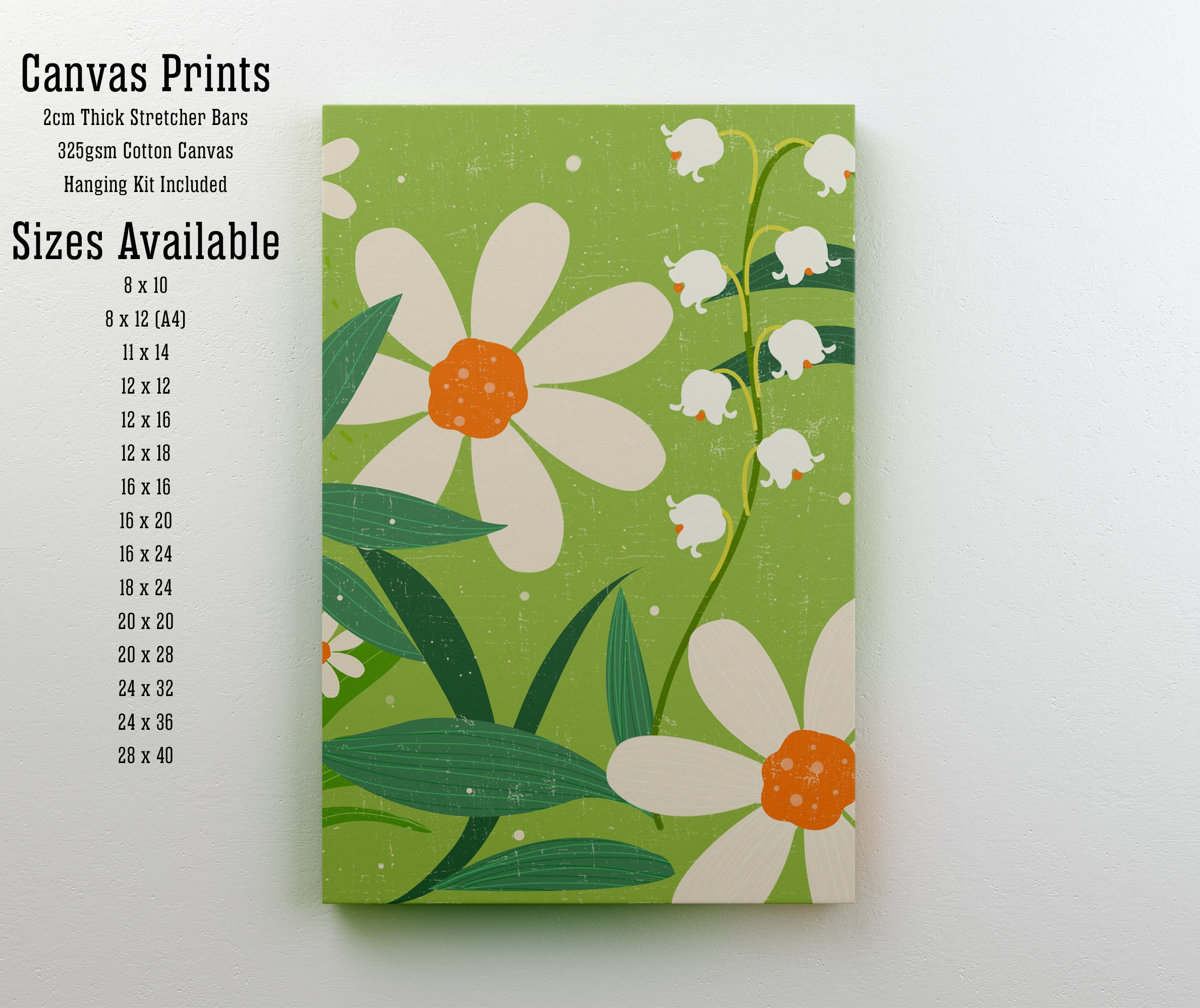 Retro Daisy and Lily of the Valley Art Print