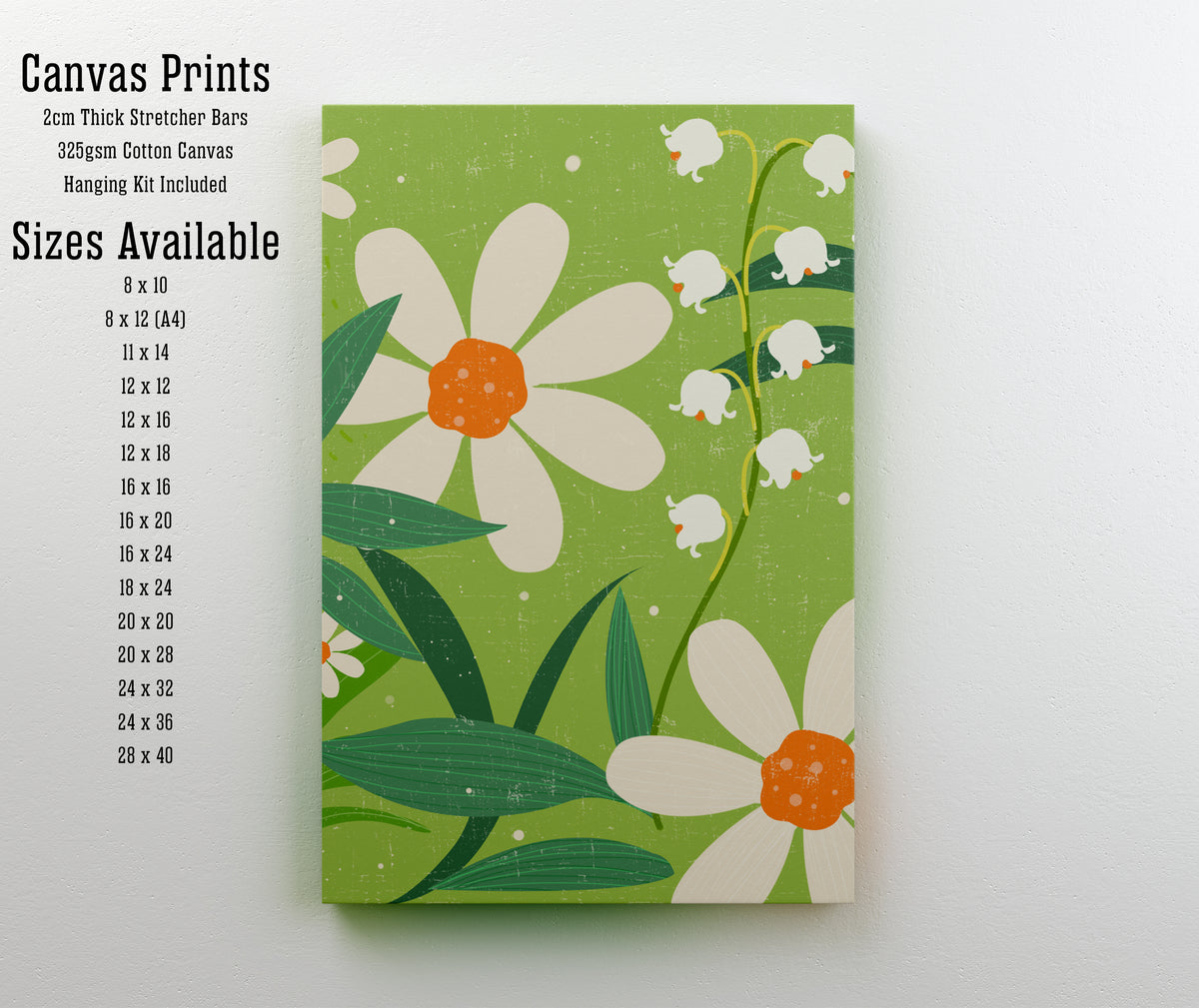 Retro Daisy and Lily of the Valley Art Print
