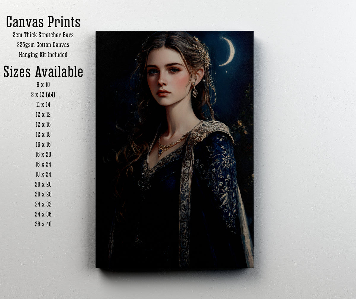 Medieval Moonlit Woman Art Print
