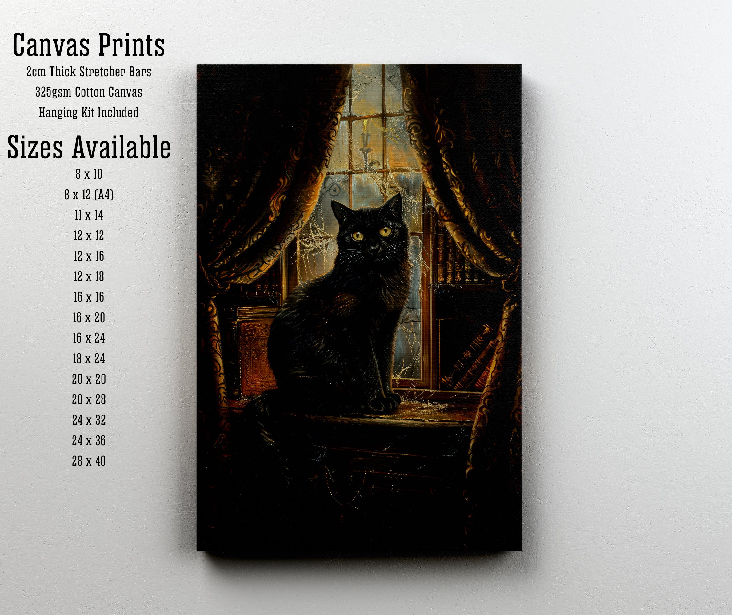 Gothic Black Cat Art Print