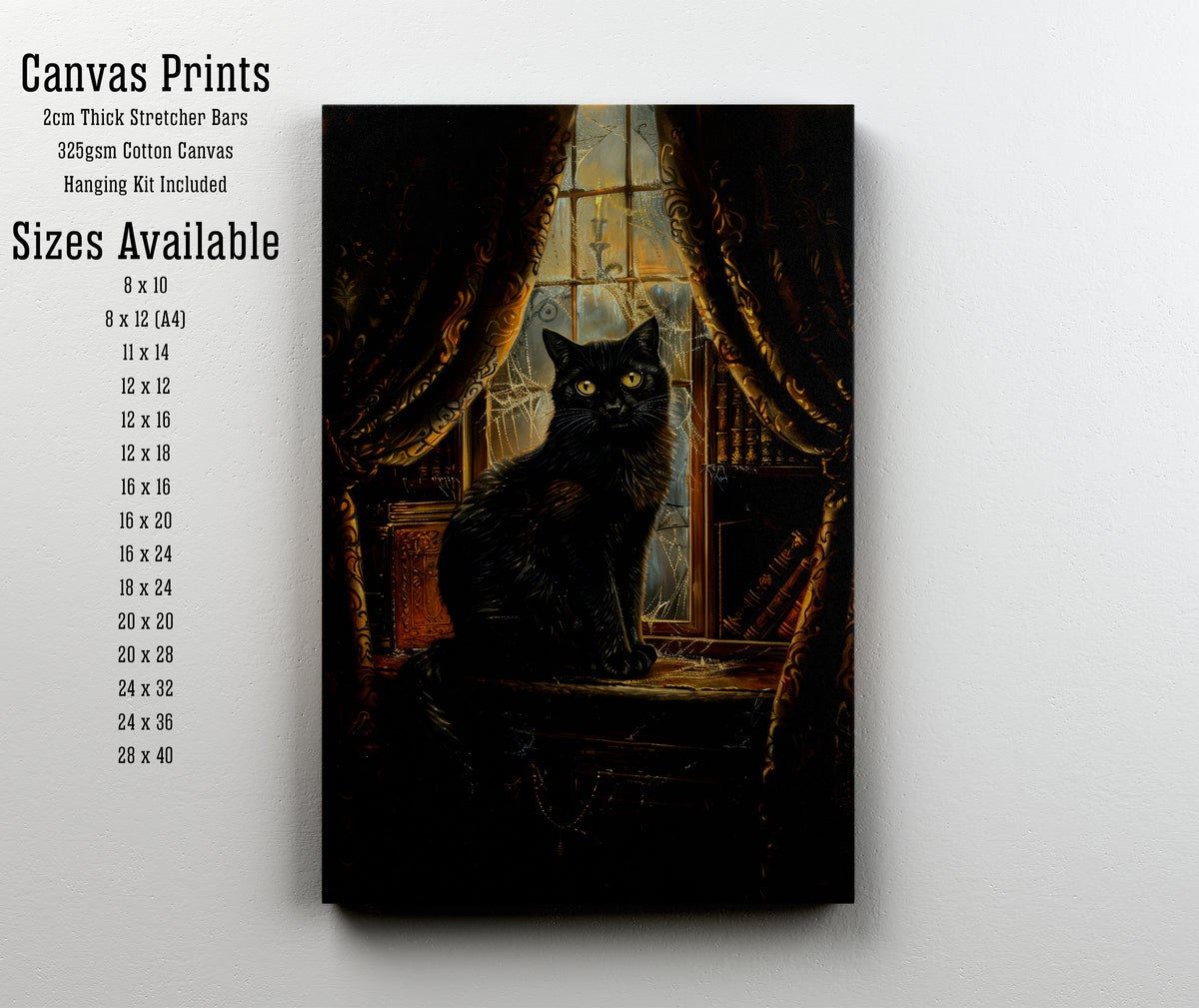 Gothic Black Cat Art Print