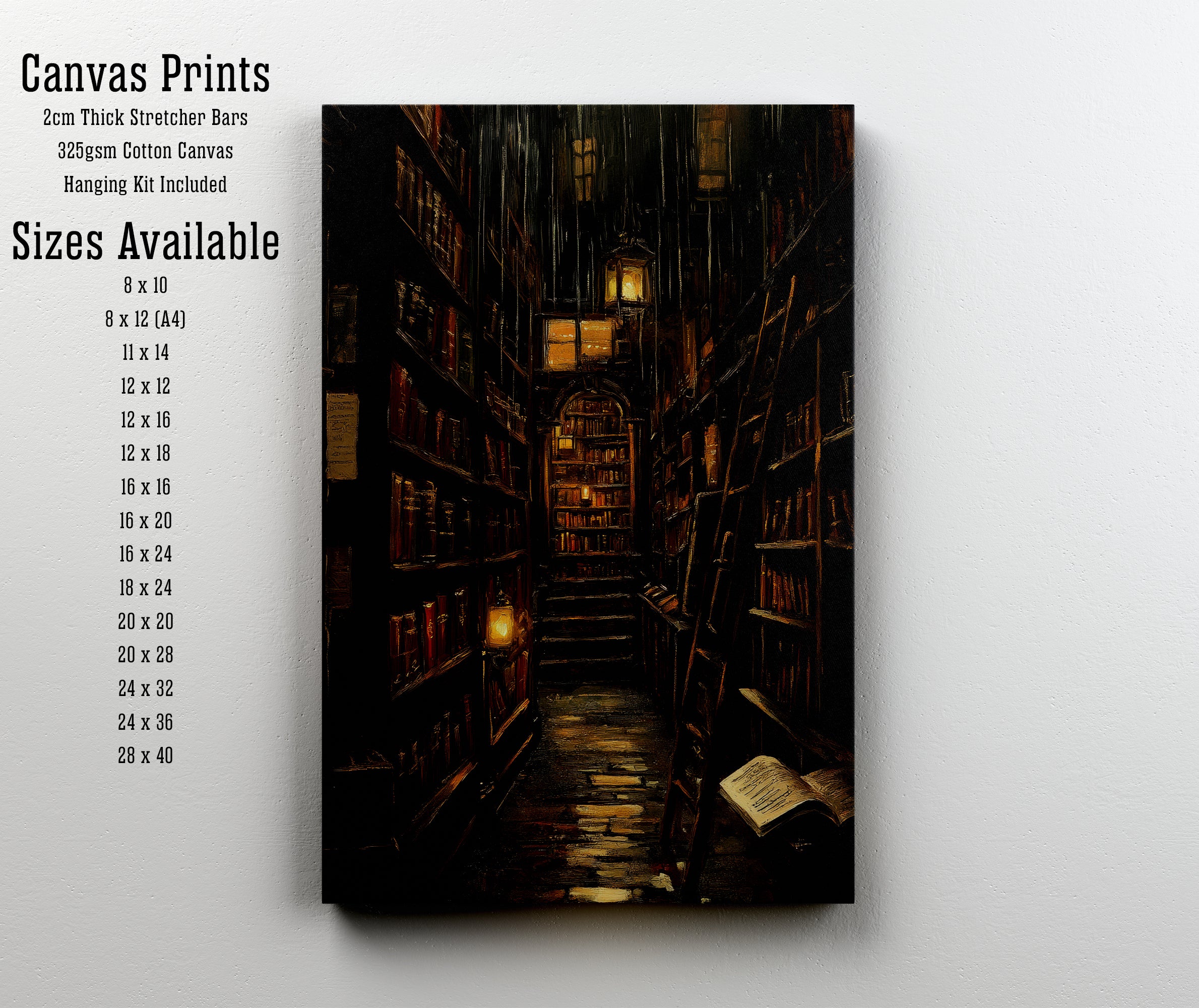 Gothic Library Dark Academia Art Print