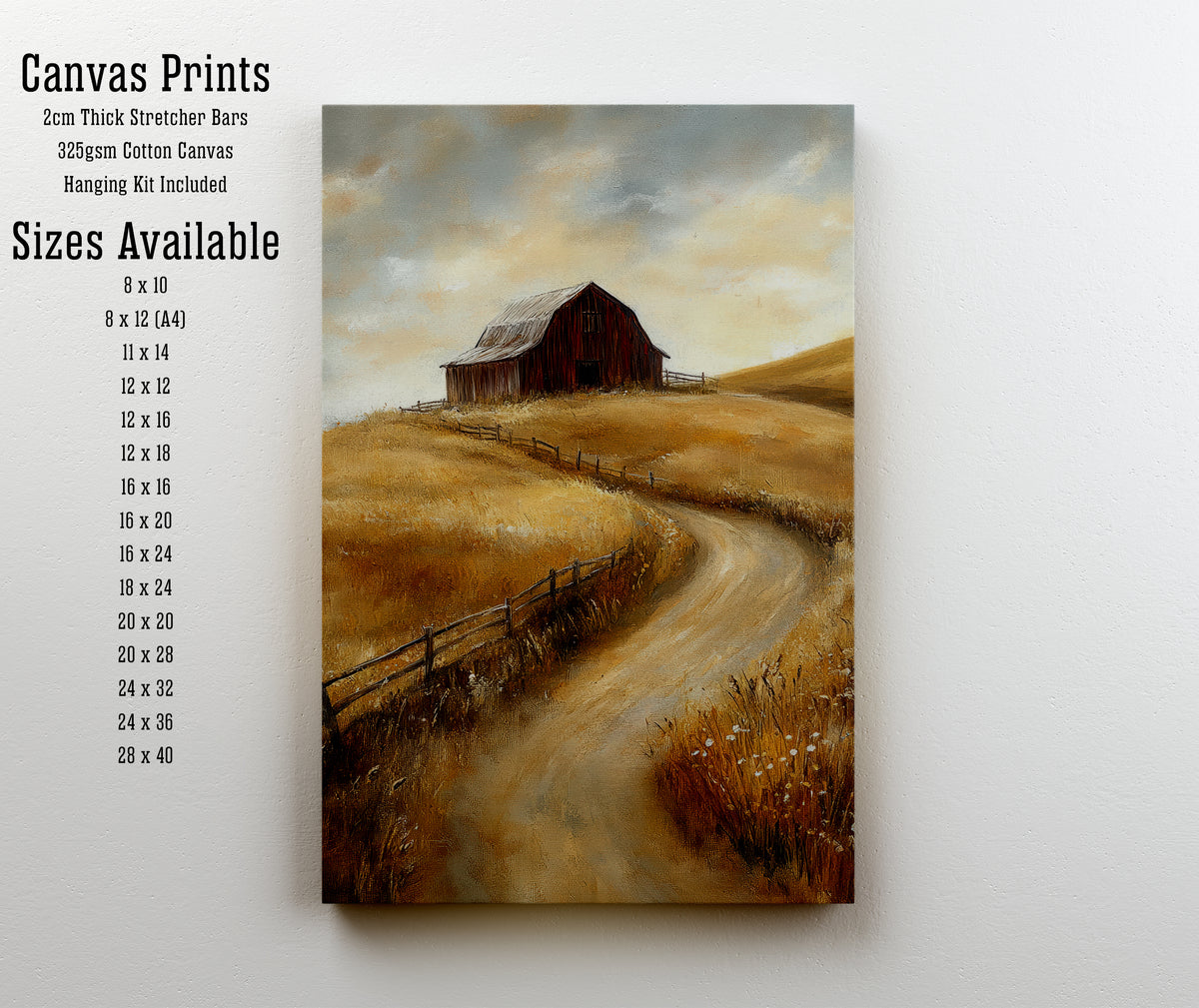 Rustic Barn Country Lane Art Print