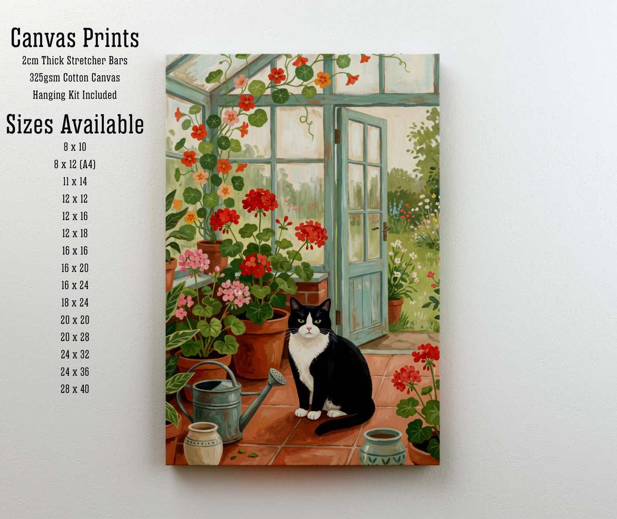 Tuxedo Cat Greenhouse Art Print