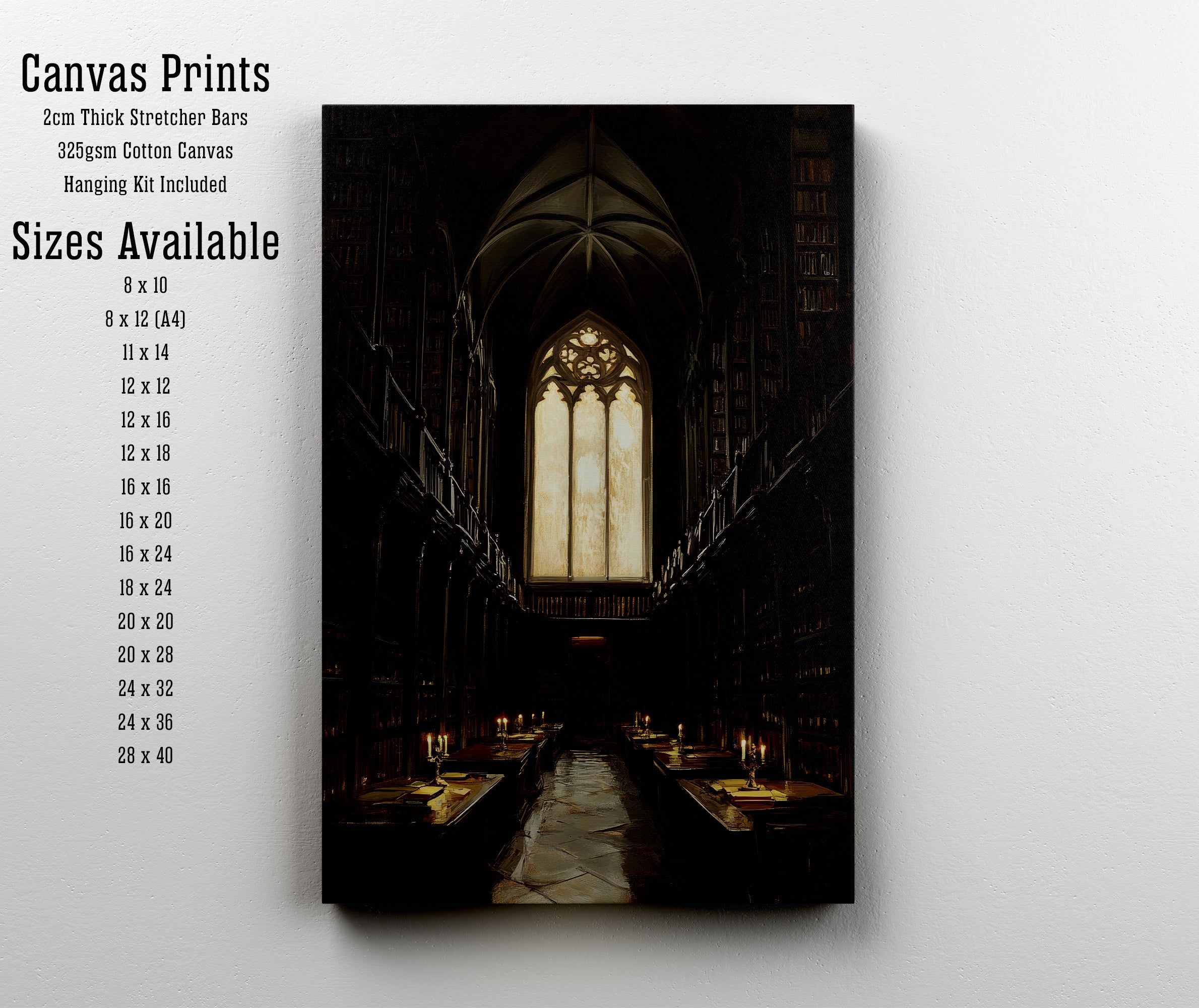 Gothic Library Dark Academia Art Print