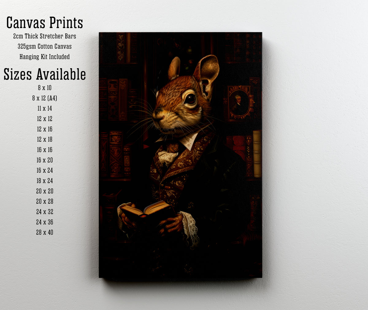 Dapper Squirrel Library Art Print