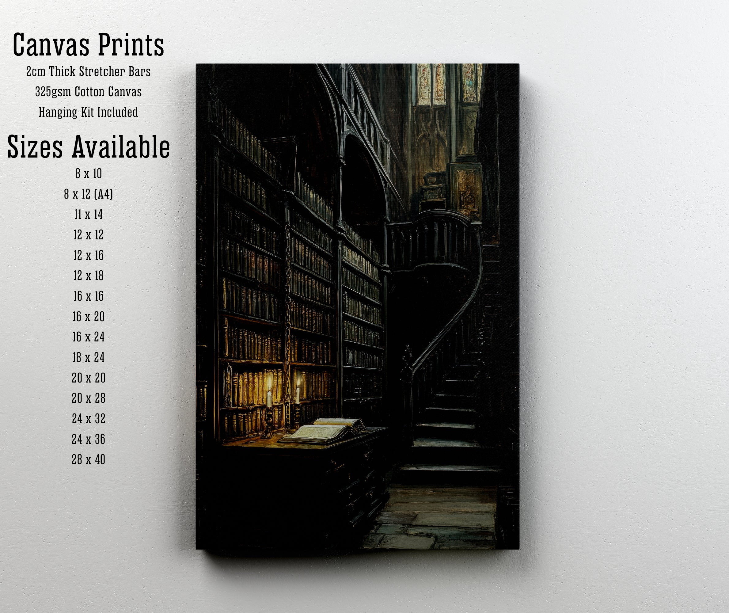 Gothic Library Dark Academia Art Print