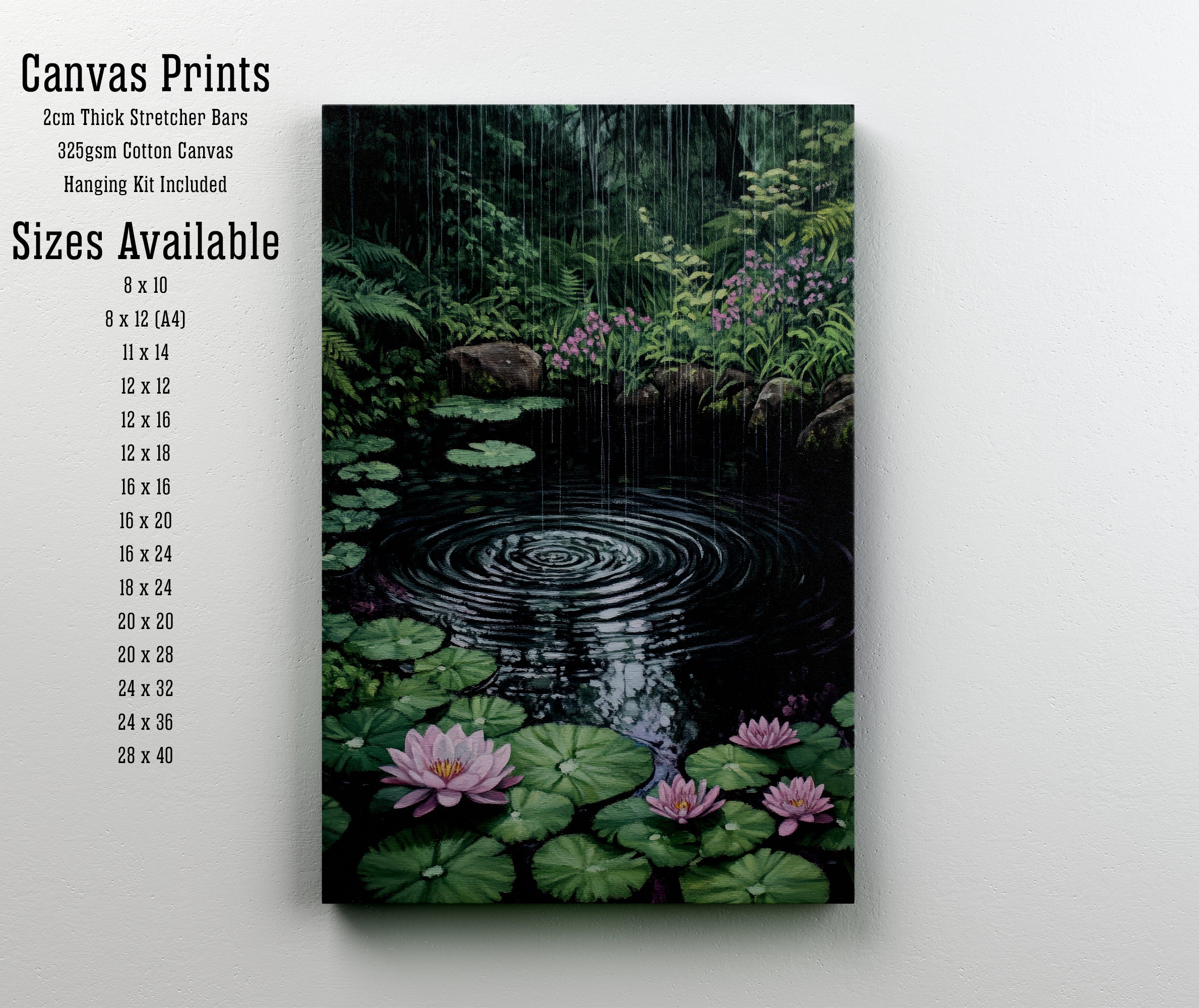 Rainy Water Lily Pond Art Print