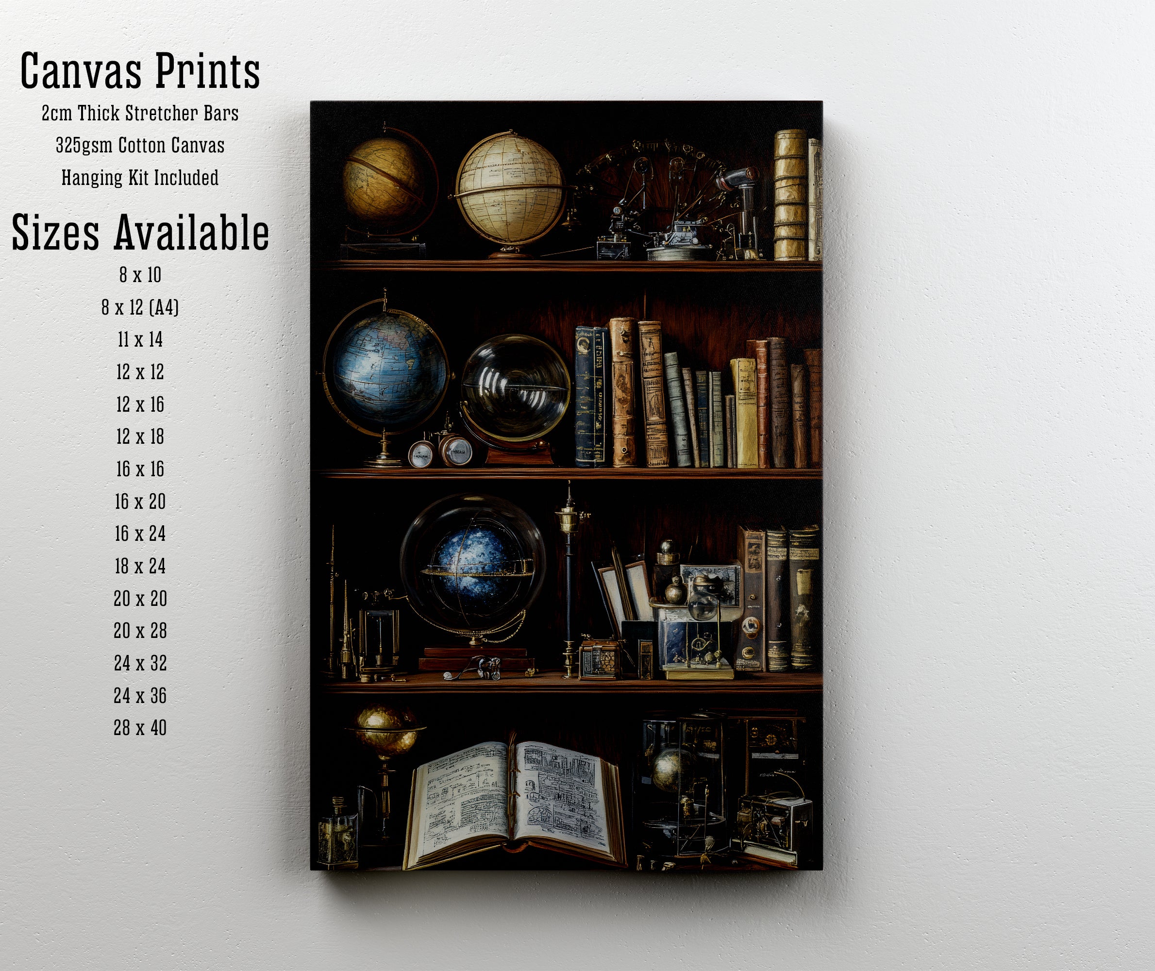 Dark Academia Study Shelf Art Print