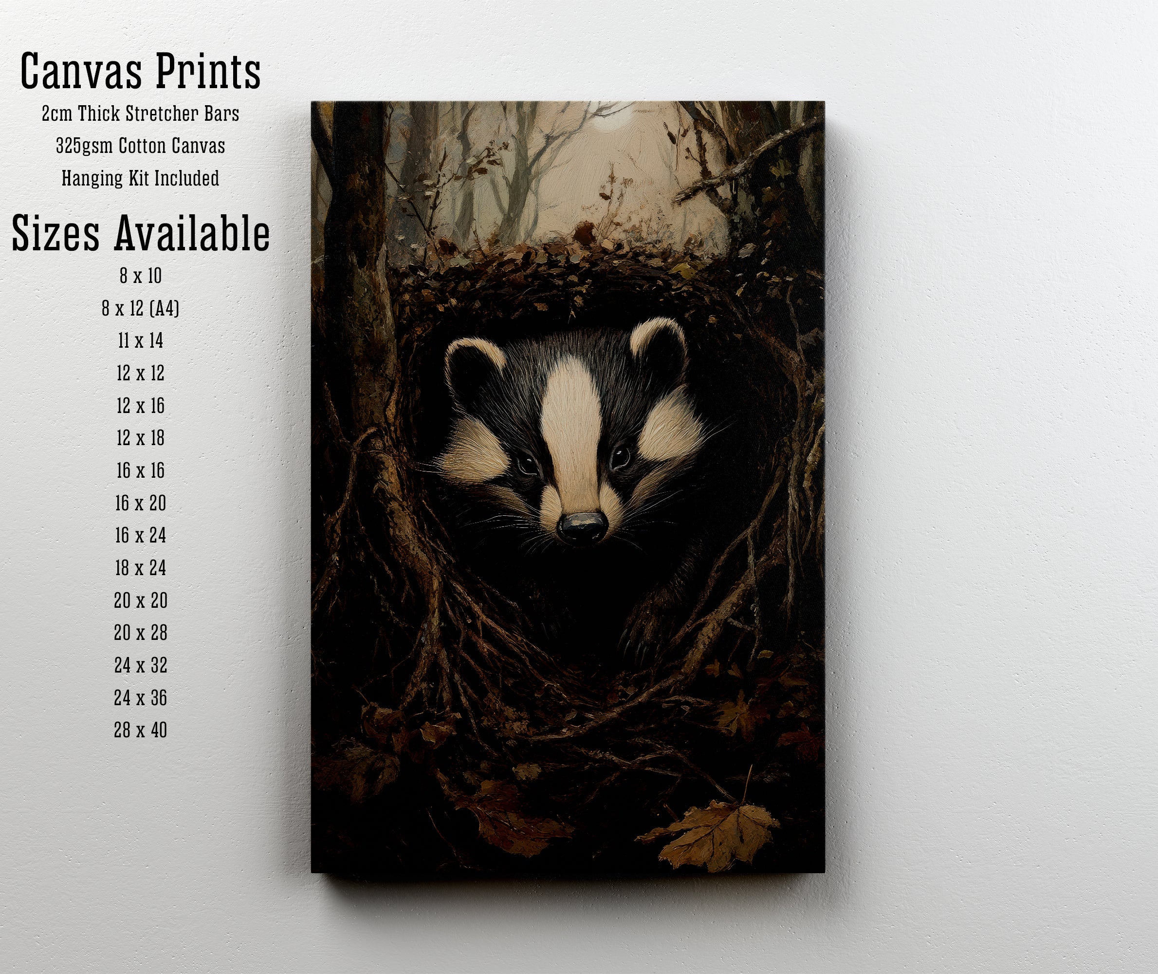 Woodland Badger Art Print
