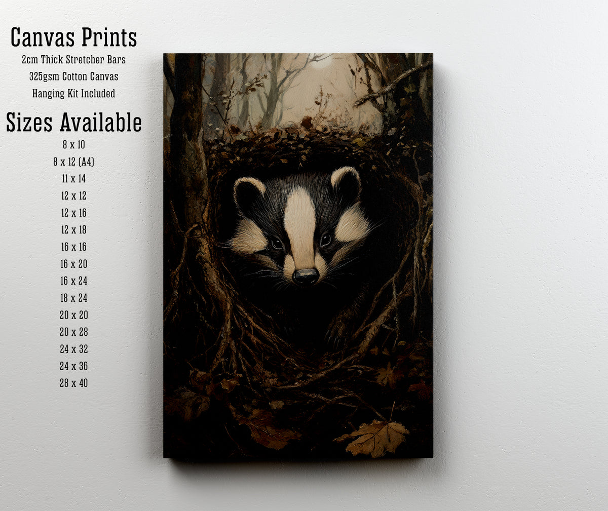 Woodland Badger Art Print