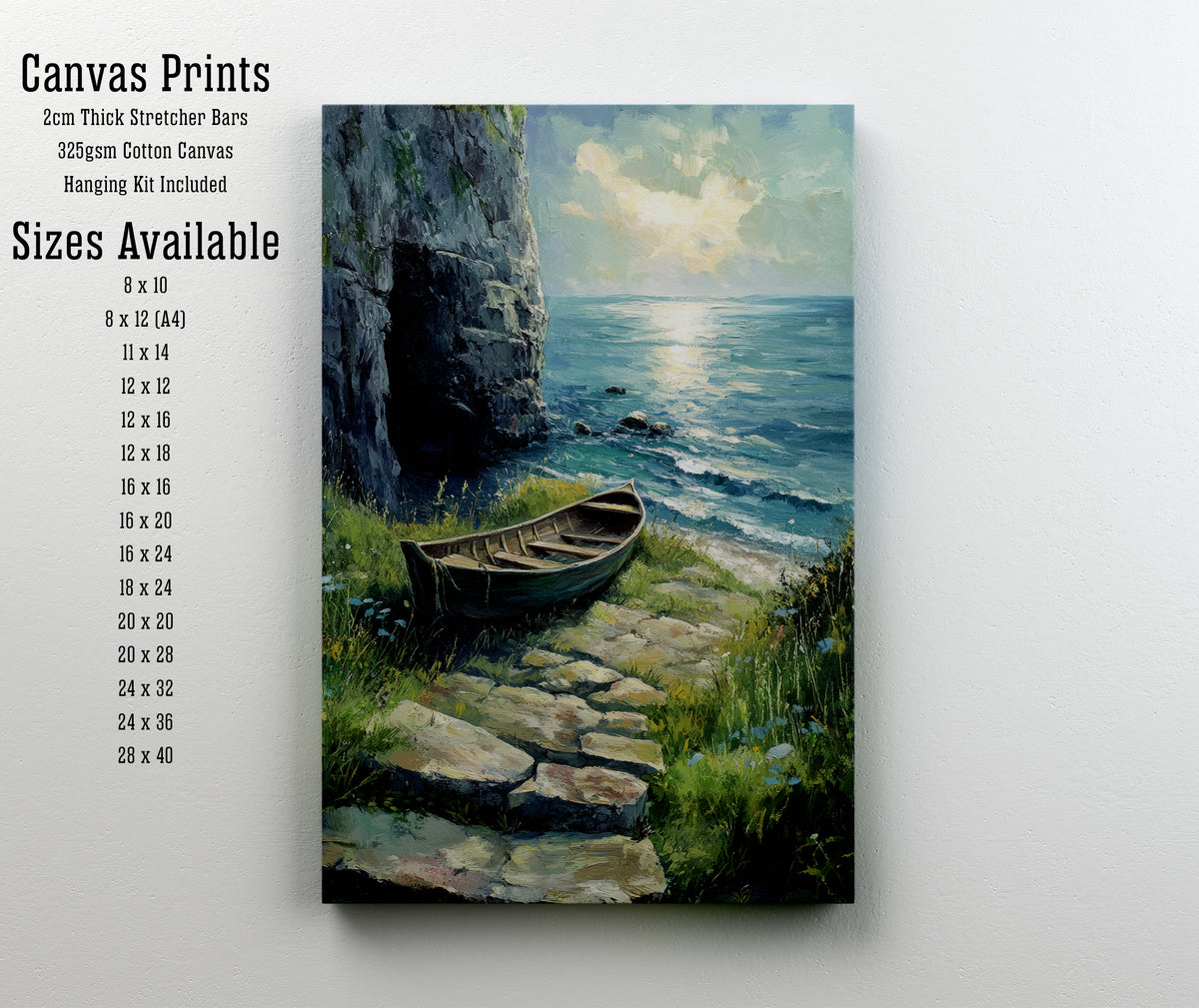 Coastal Cliff Rowboat Art Print