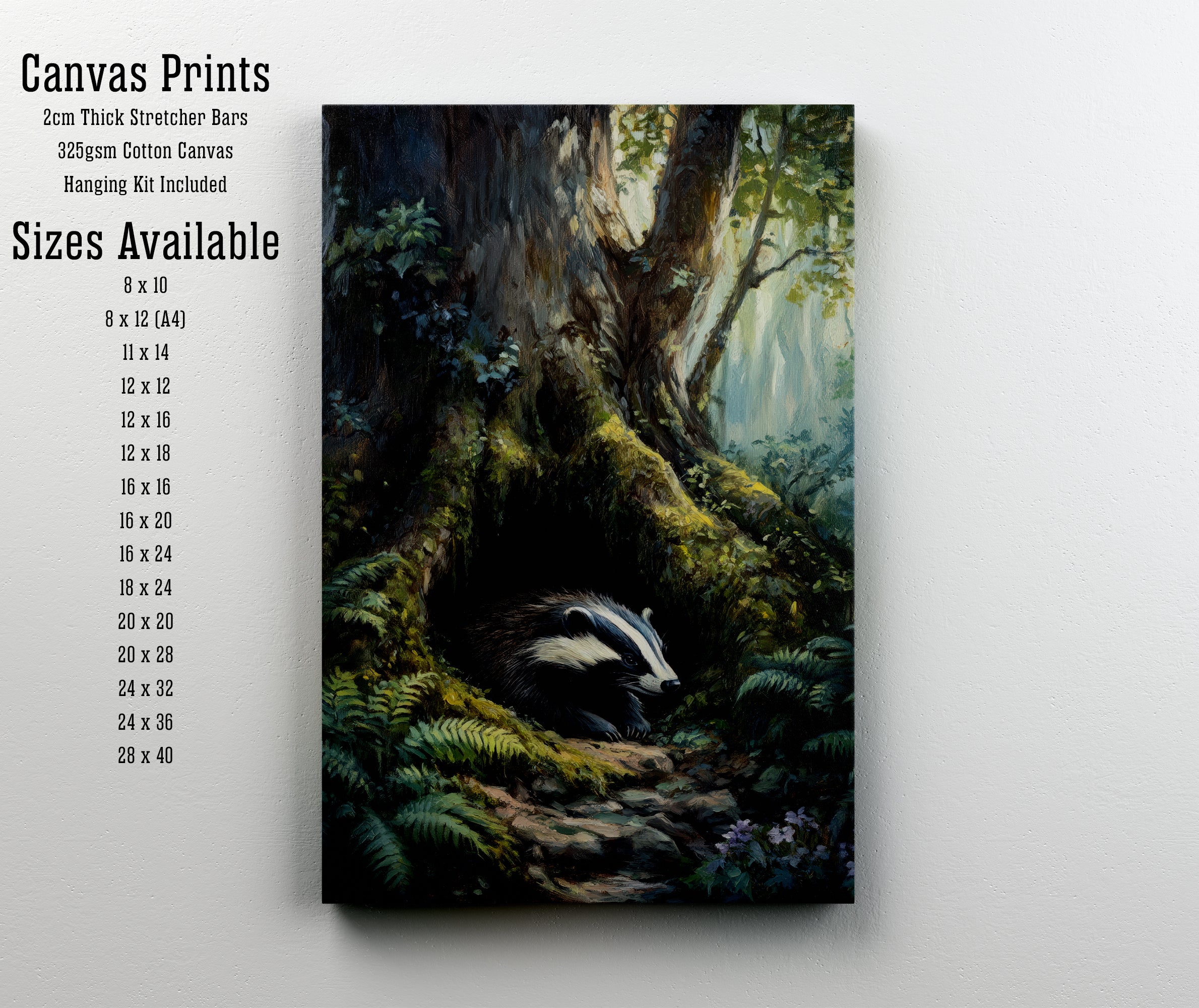 Woodland Badger Wildlife Art Print