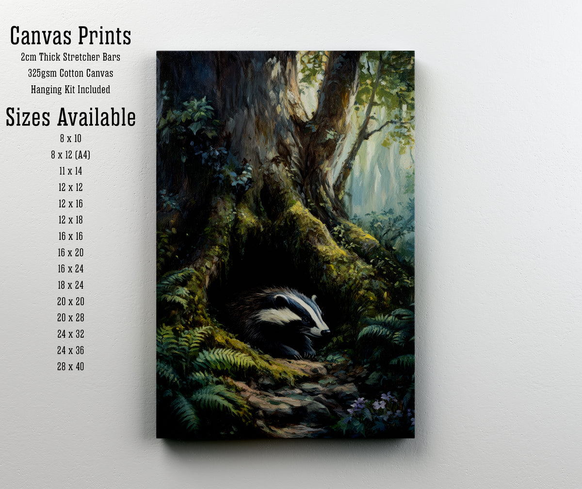 Woodland Badger Wildlife Art Print