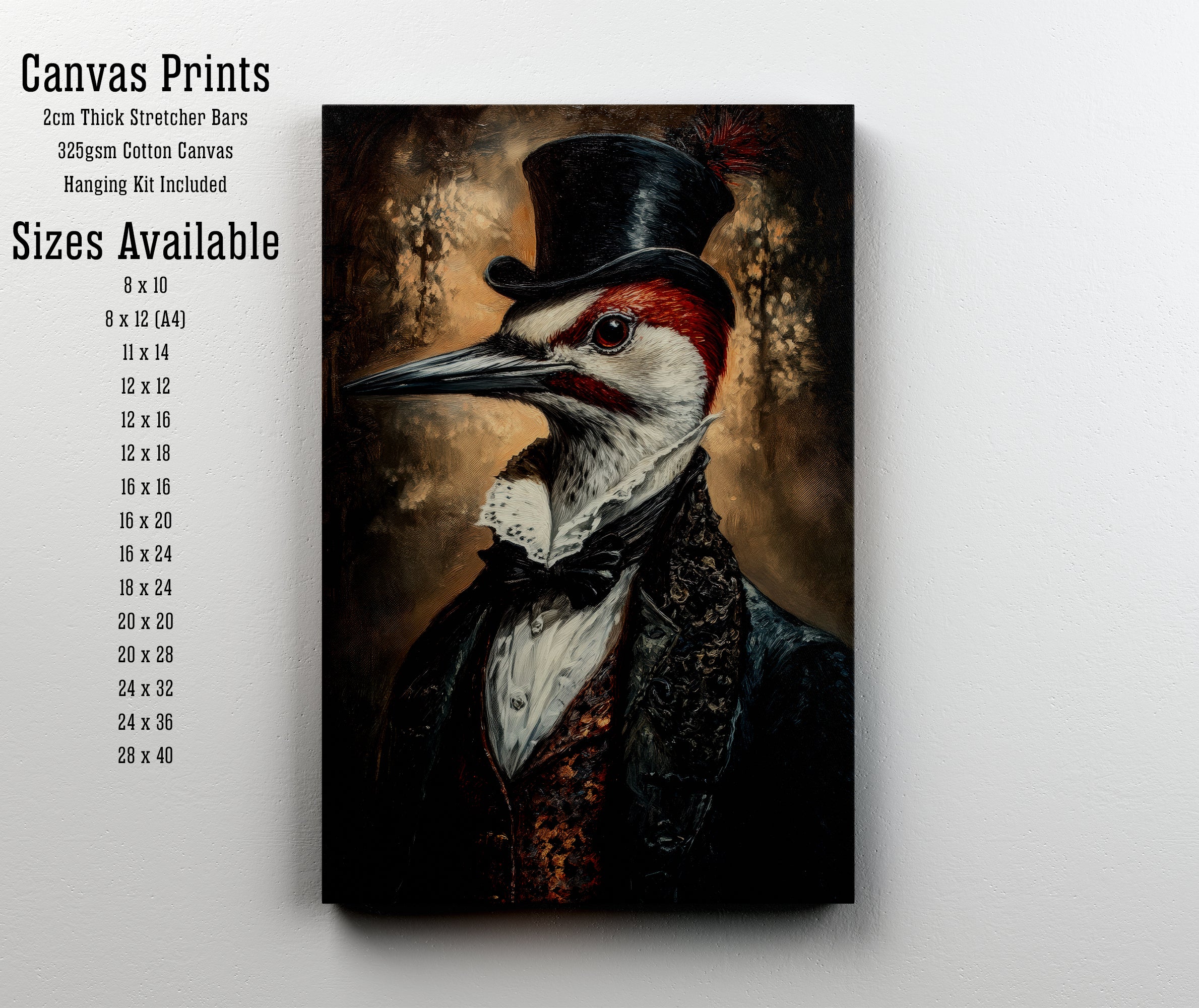 Dapper Woodpecker Gothic Art Print
