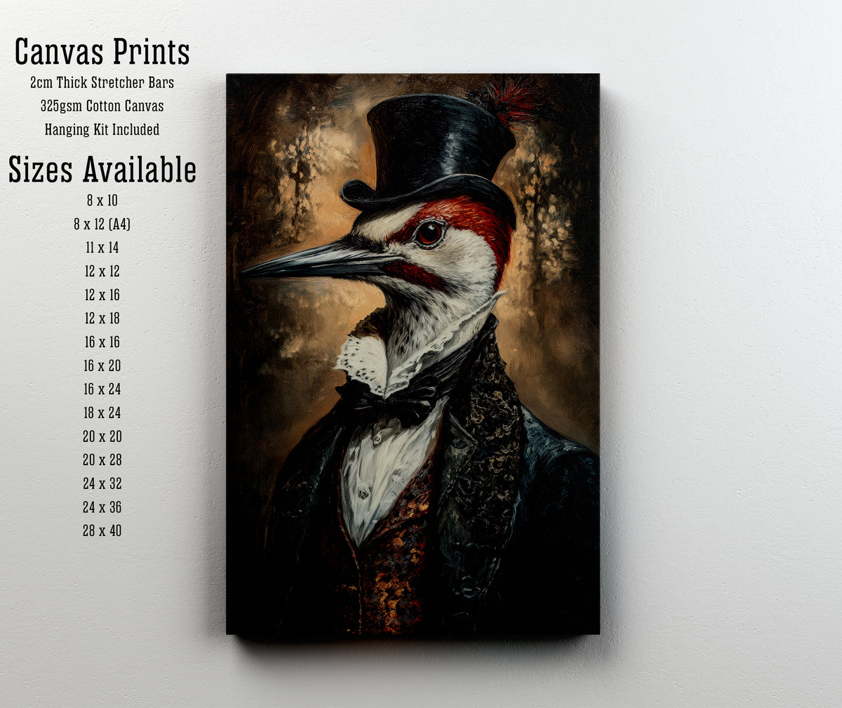 Dapper Woodpecker Gothic Art Print
