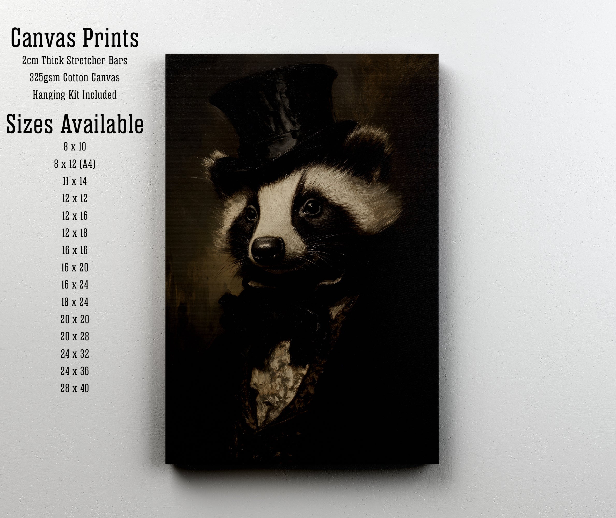 Victorian Raccoon Portrait Art Print