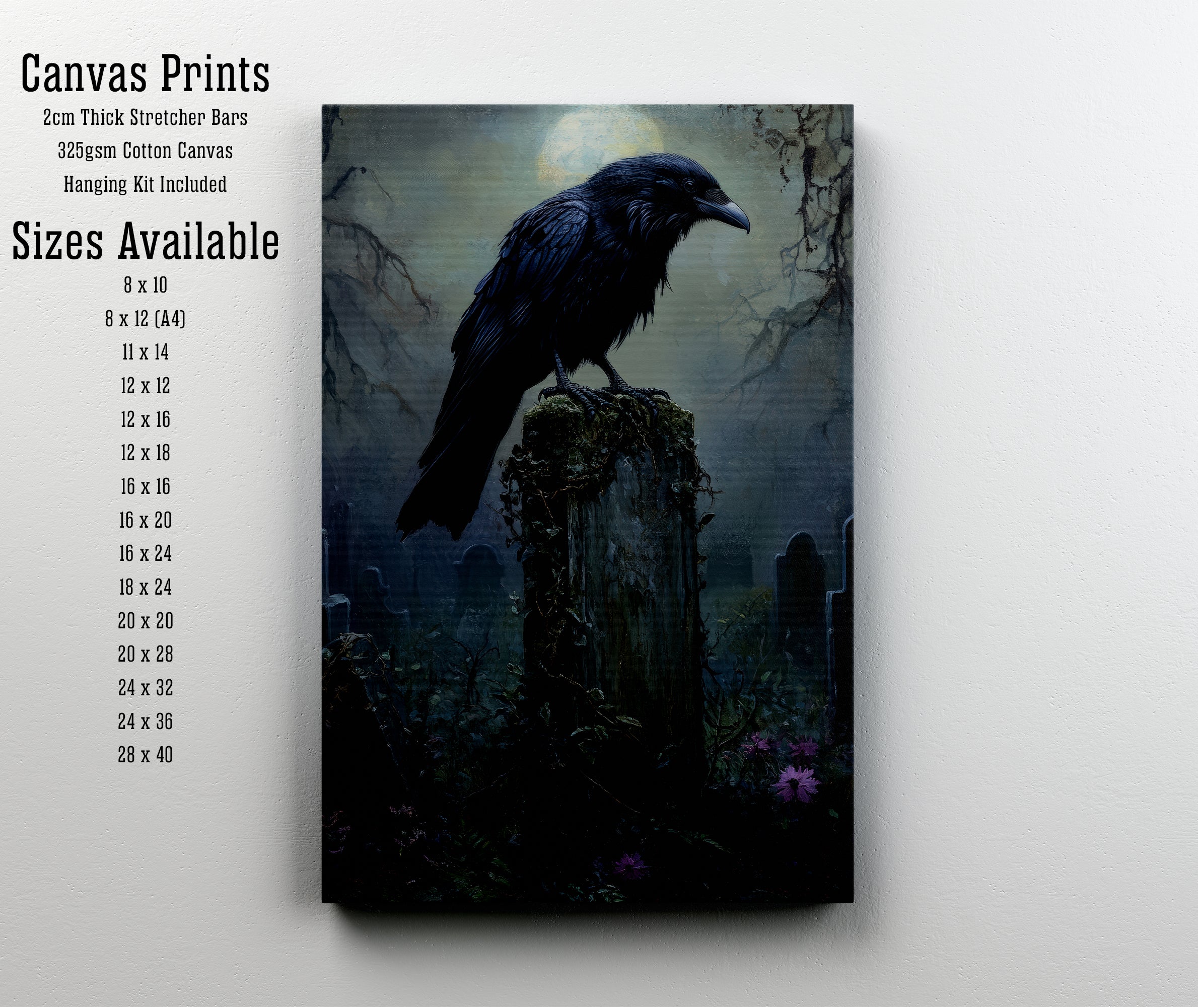 Gothic Raven Cemetery Art Print