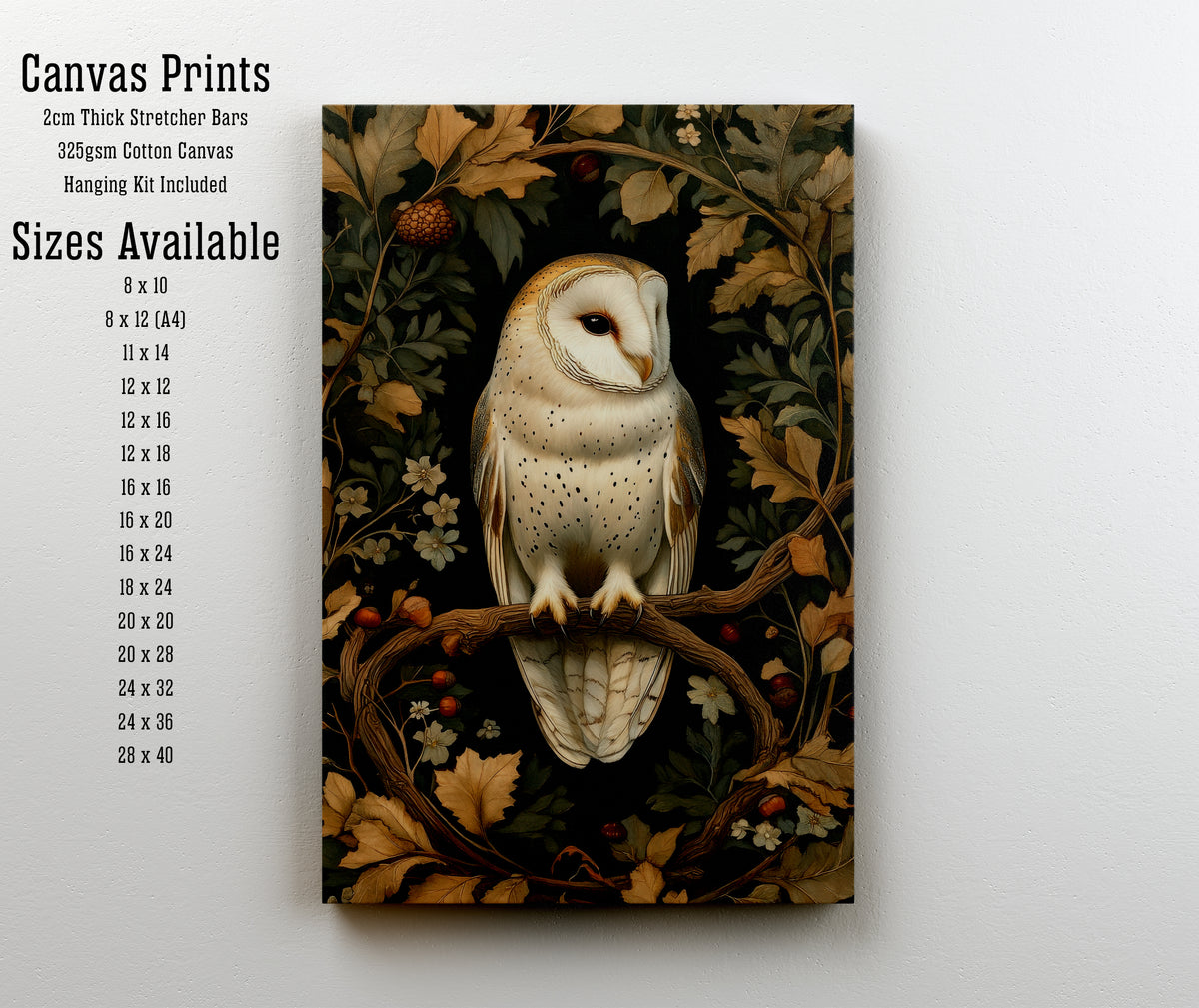 Barn Owl Botanical Art Print