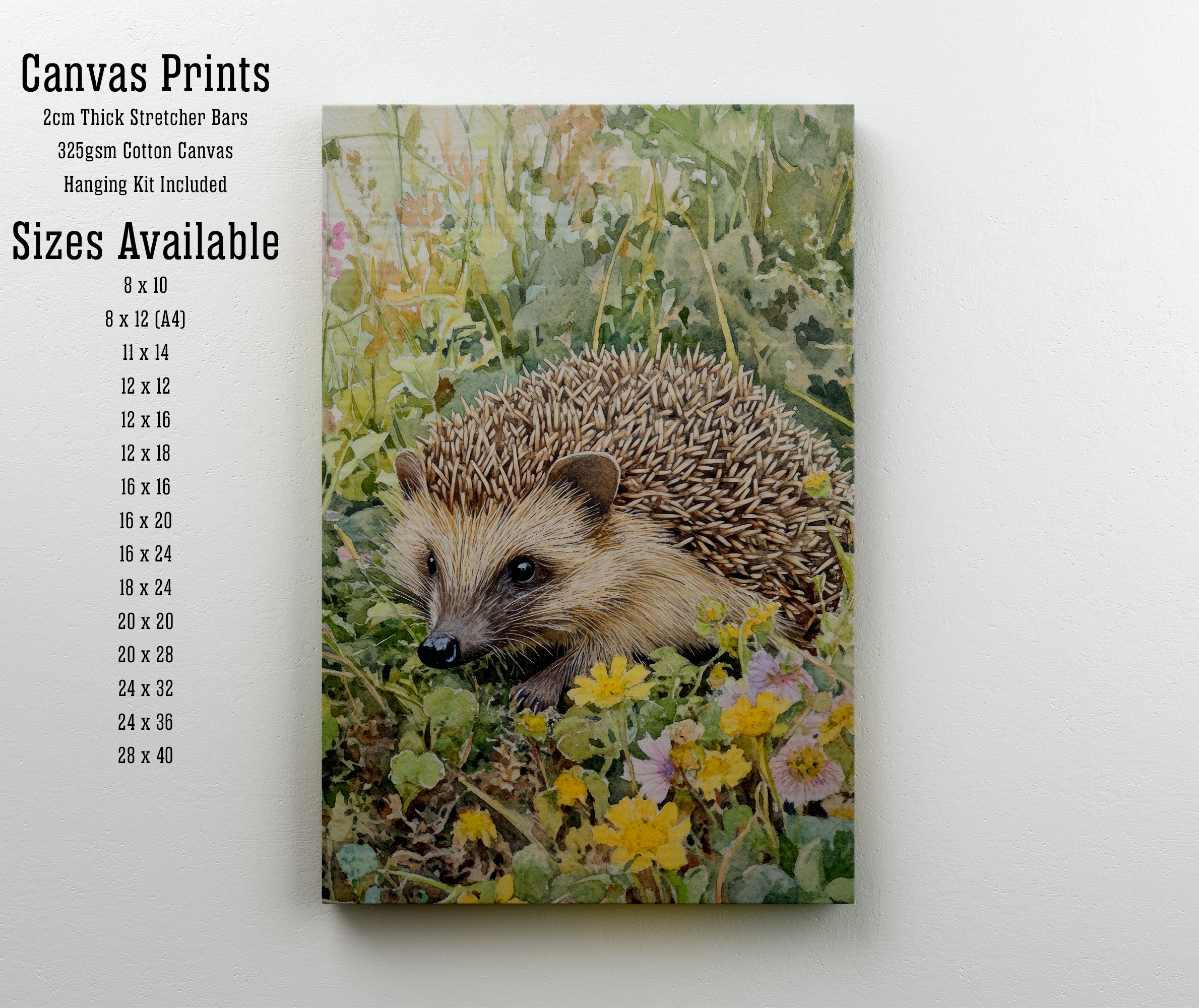 Hedgehog Wildflower Watercolour Art Print