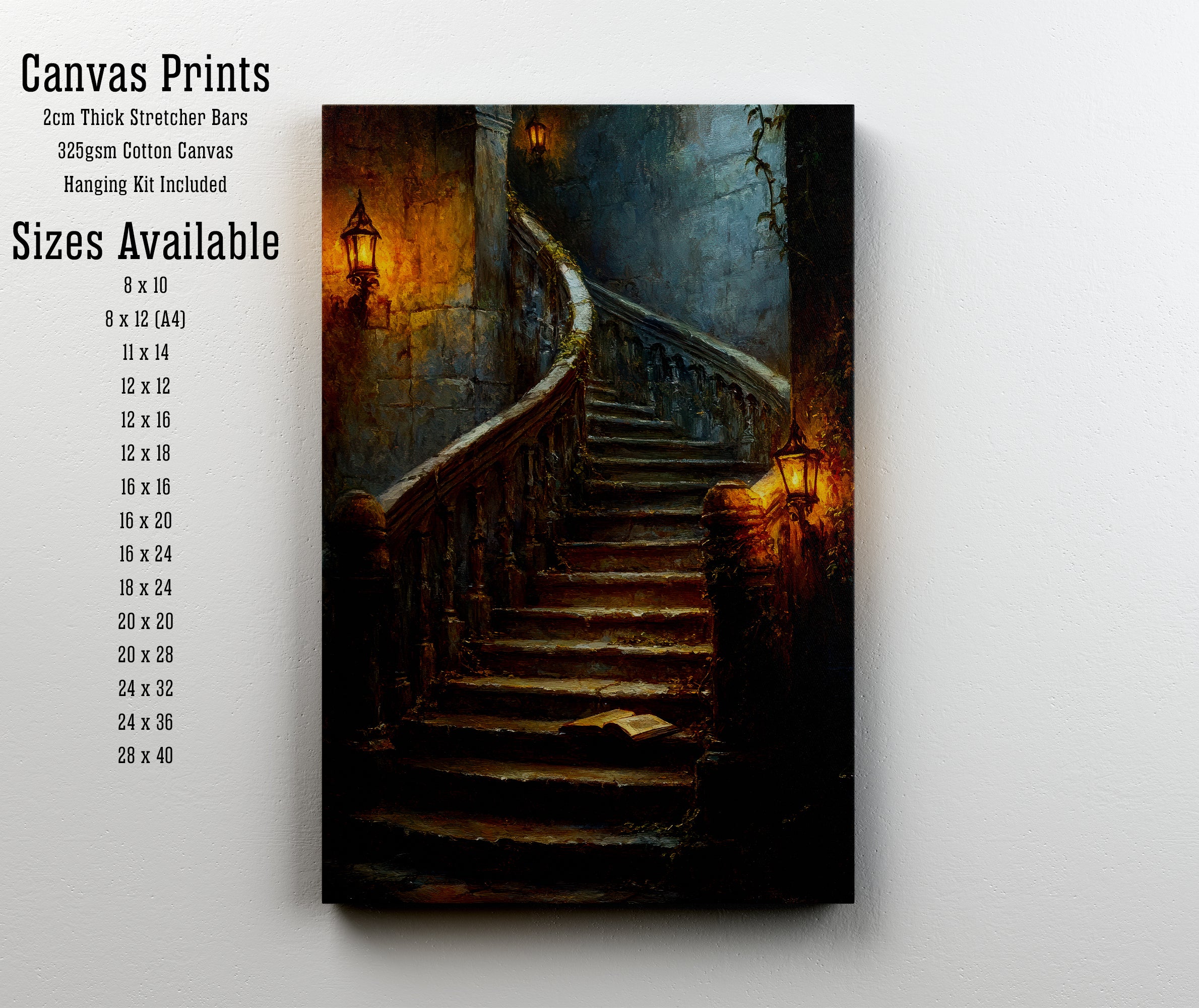 Gothic Lantern Staircase Art Print