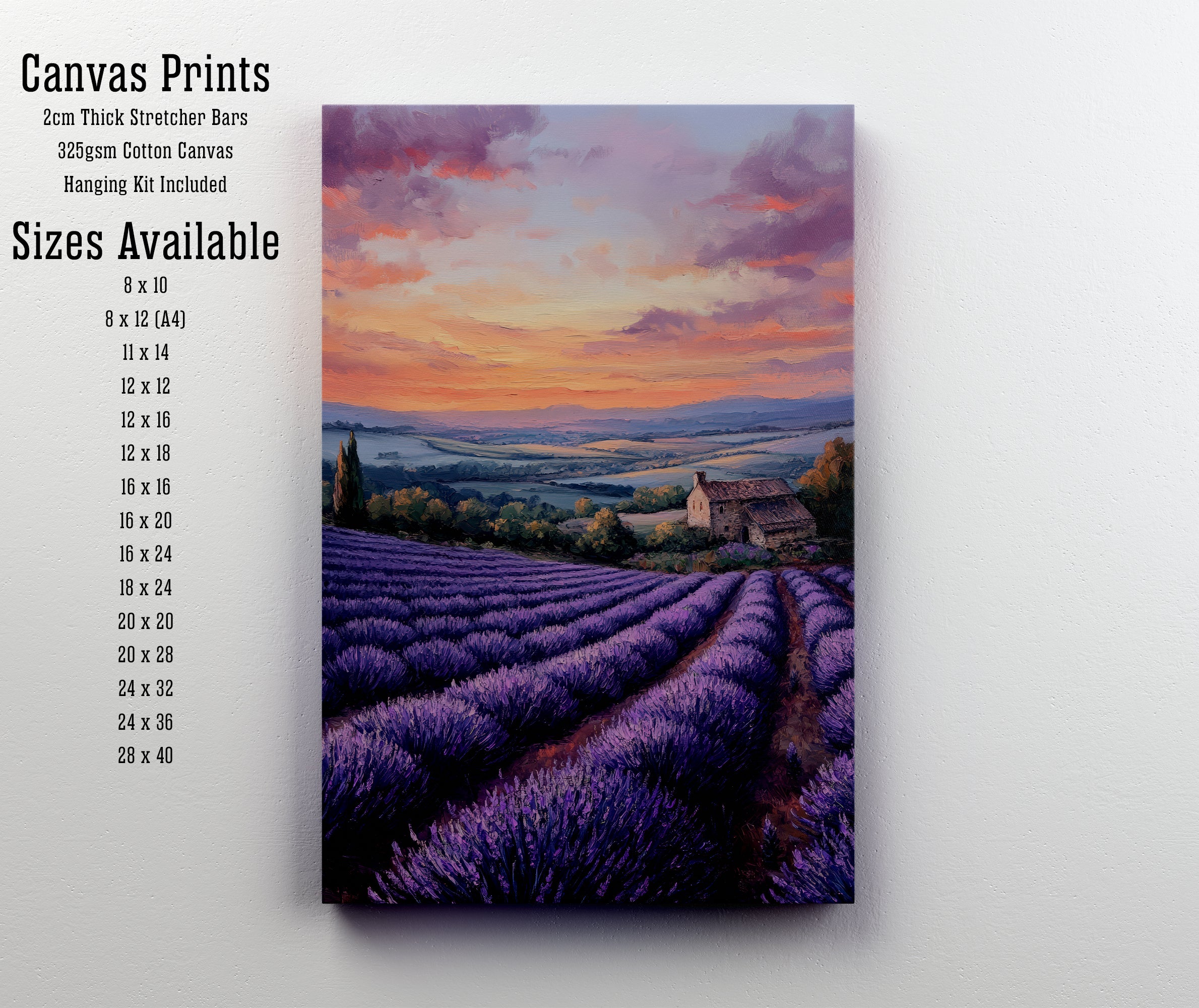 Lavender Field Cottage Landscape Art Print