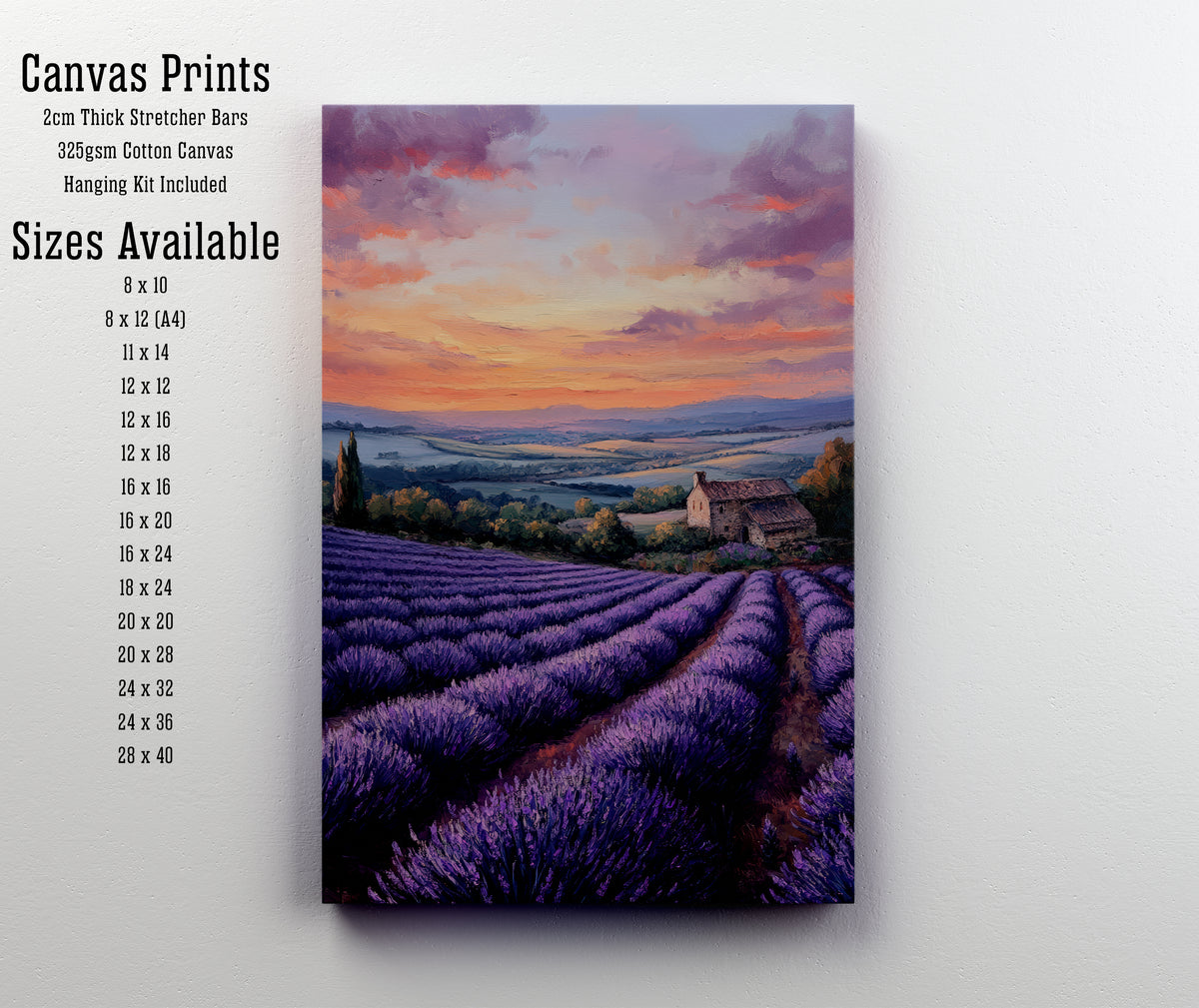 Lavender Field Cottage Landscape Art Print