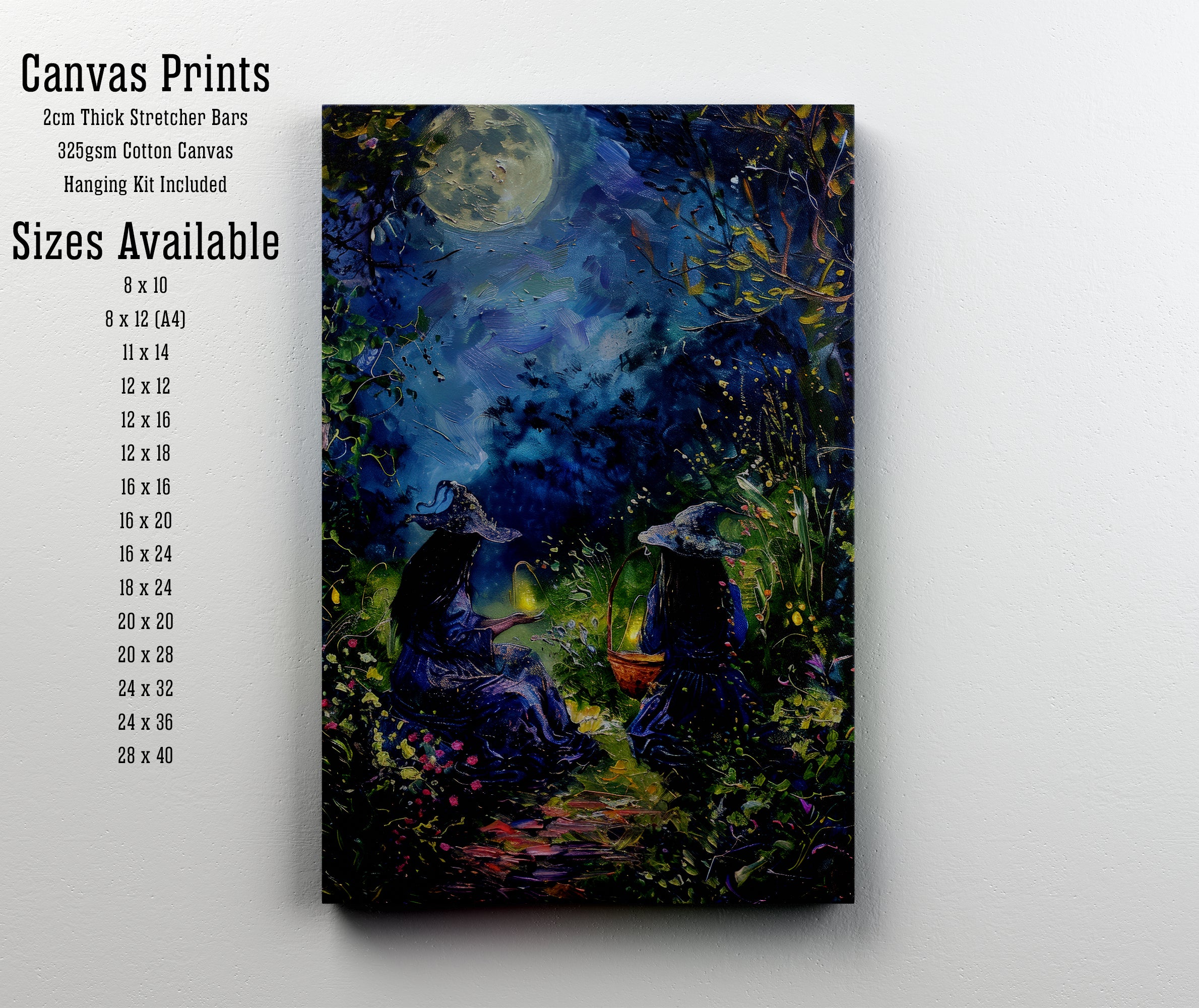 Moonlit Woodland Witches Art Print
