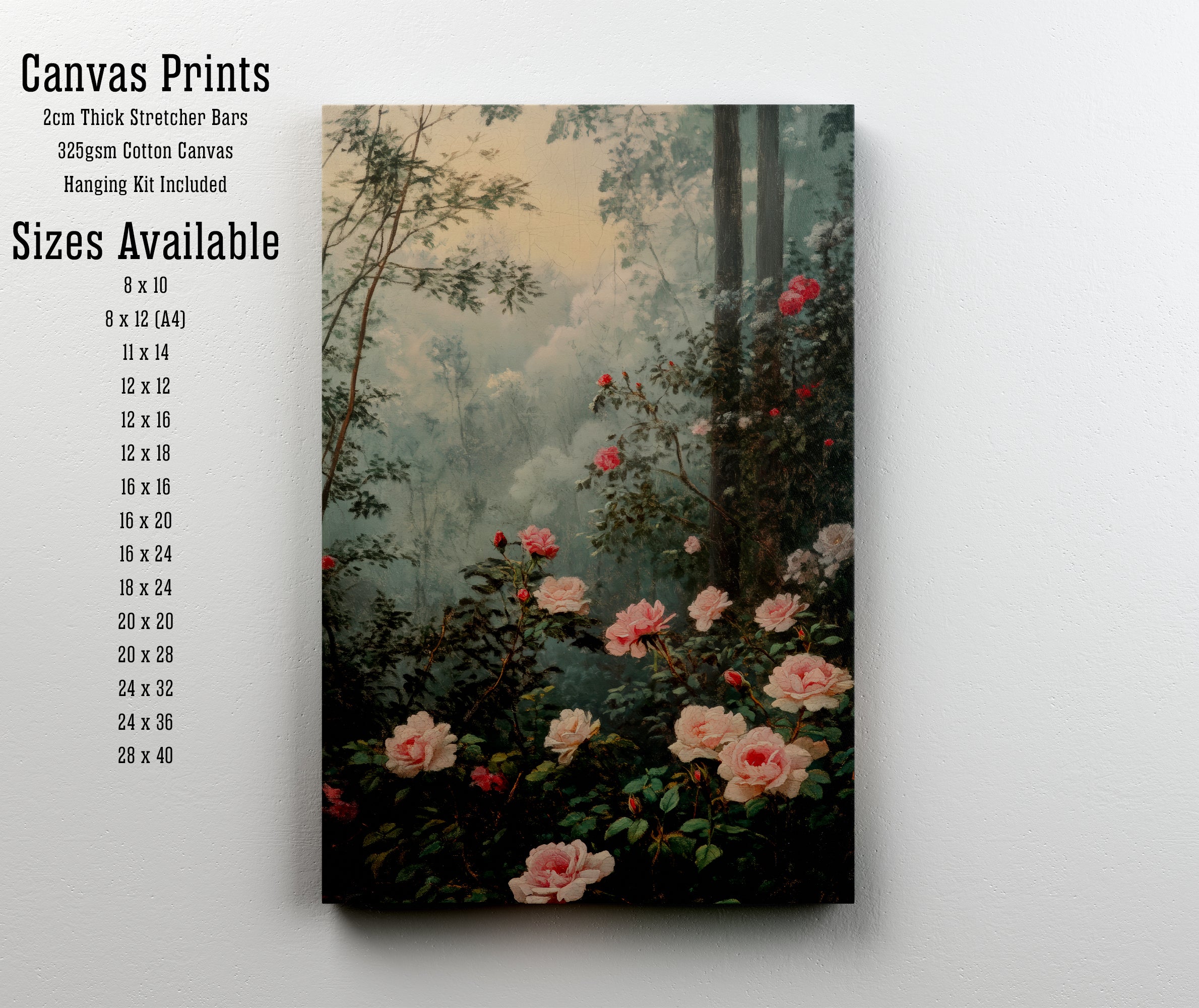 Romantic Woodland Roses Art Print