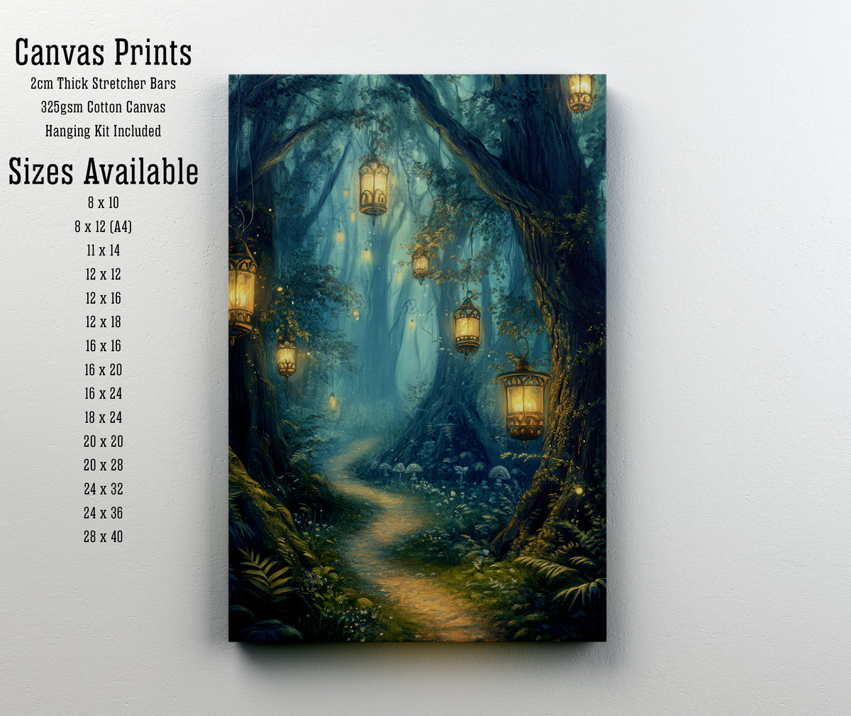 Enchanted Forest Lanterns Art Print