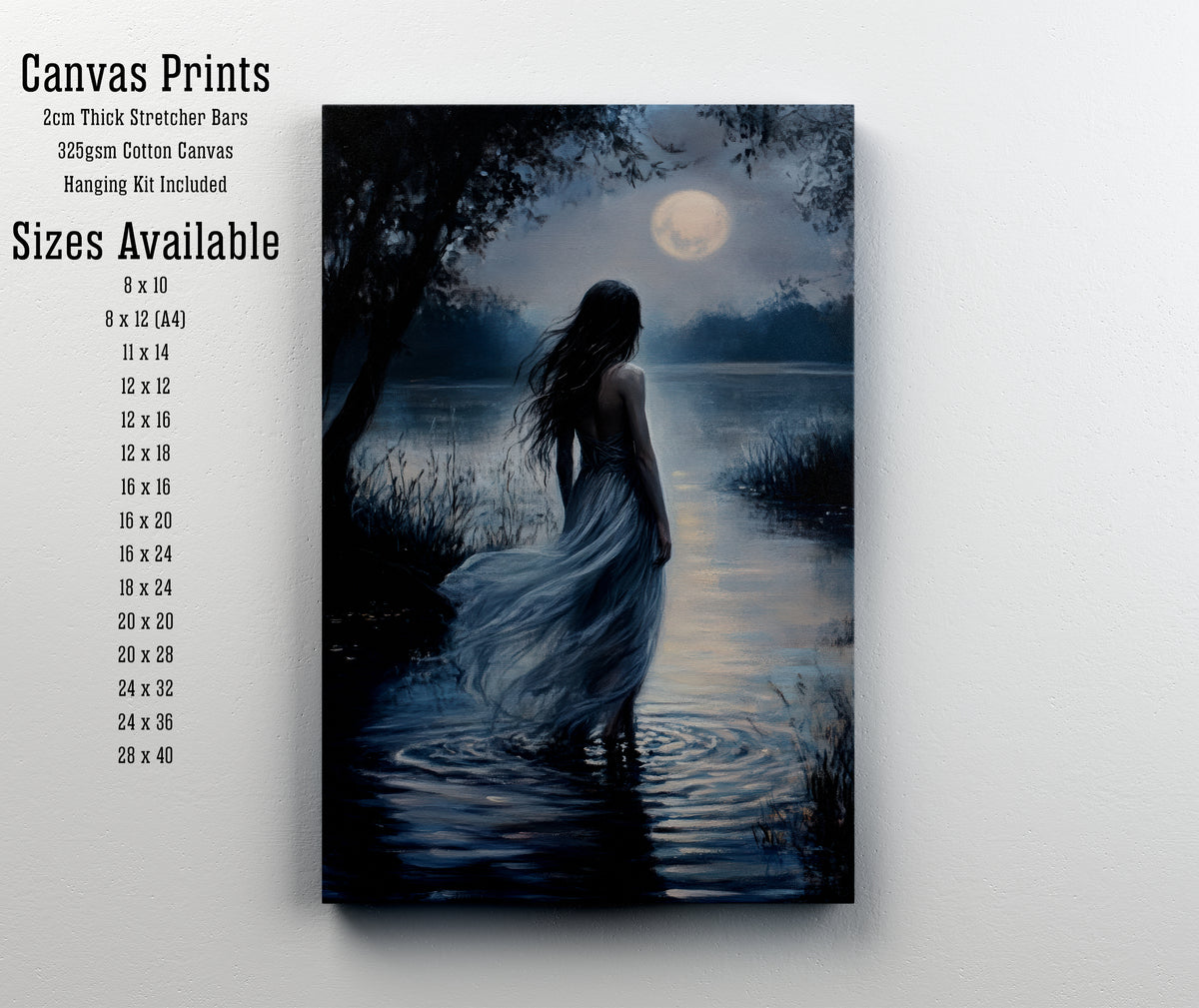 Moonlit Woman Lake Art Print