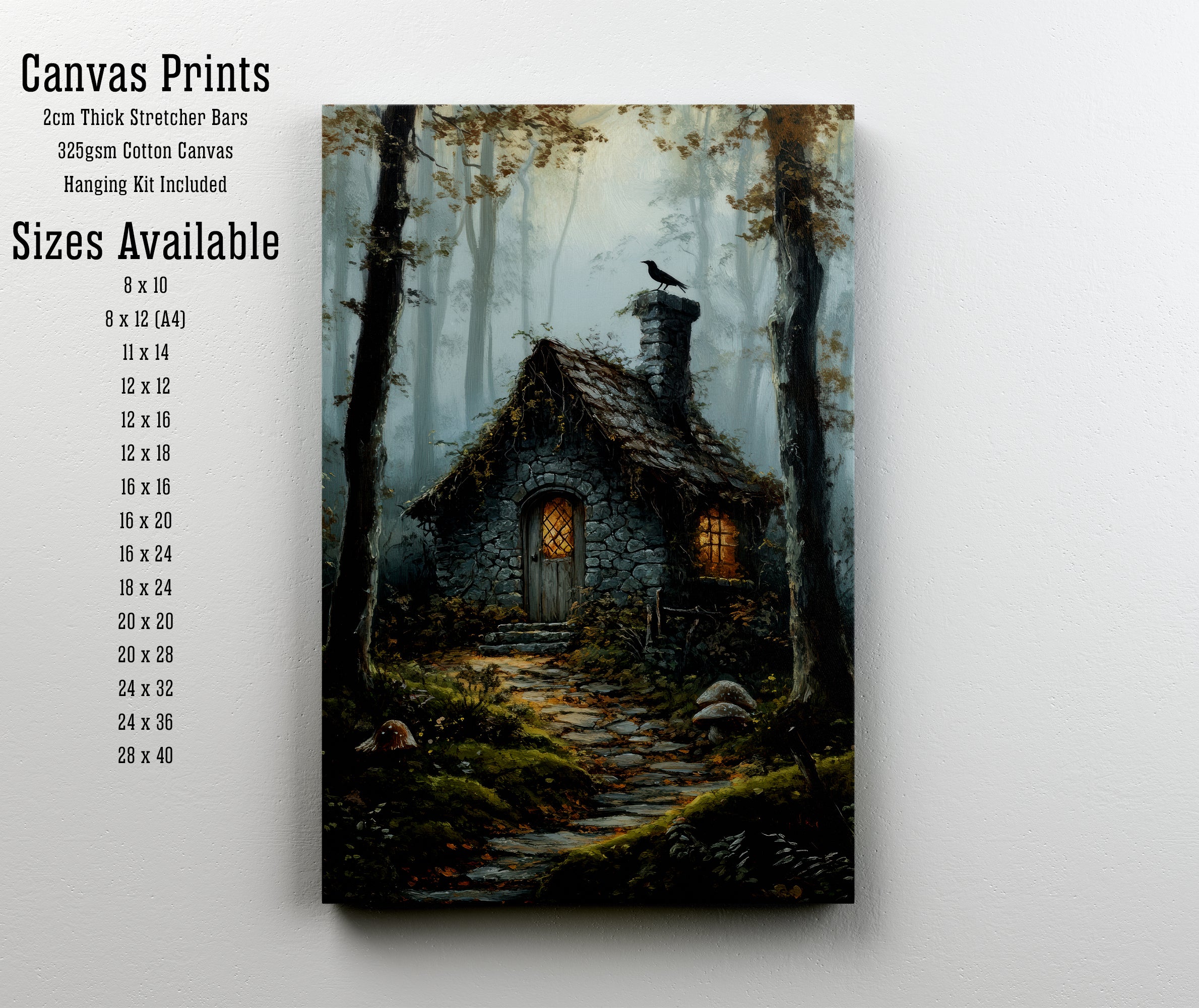 Misty Forest Cottage Art Print