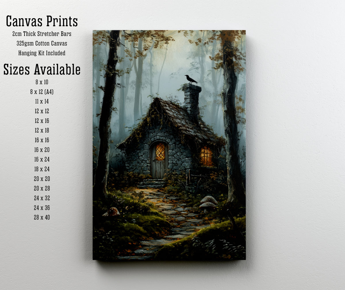 Misty Forest Cottage Art Print