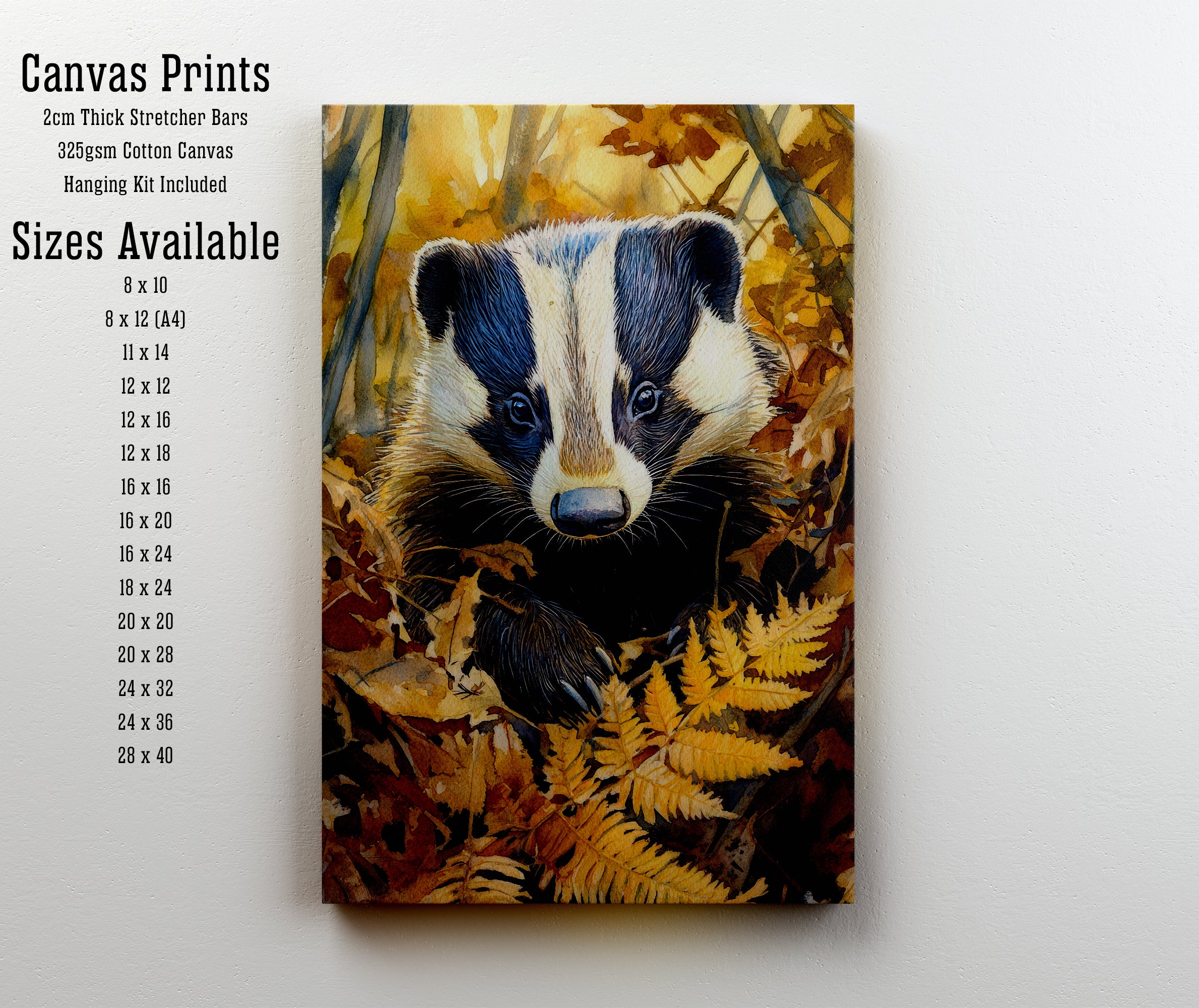 Badger Autumn Woodland Art Print