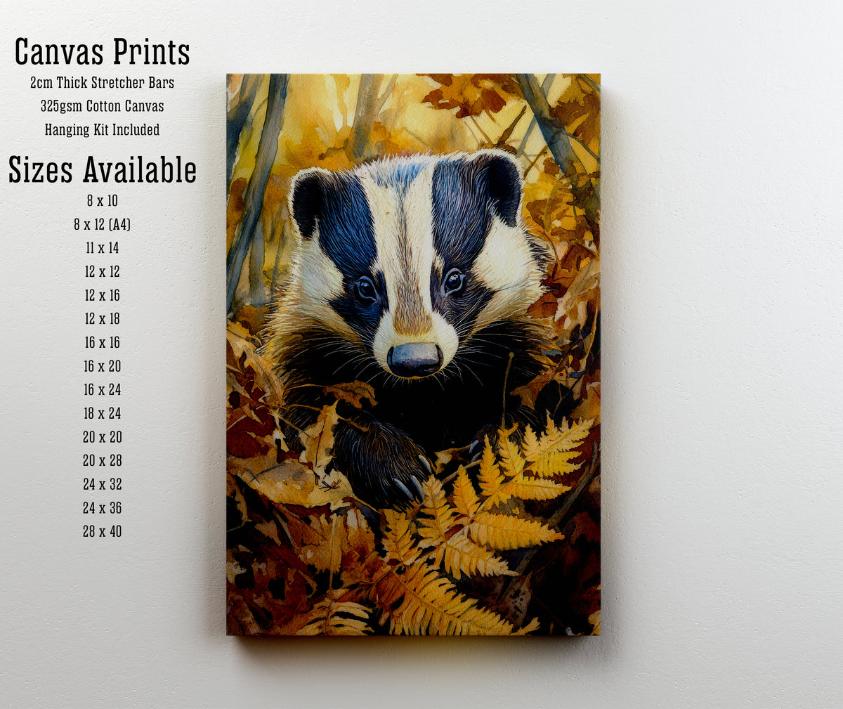 Badger Autumn Woodland Art Print