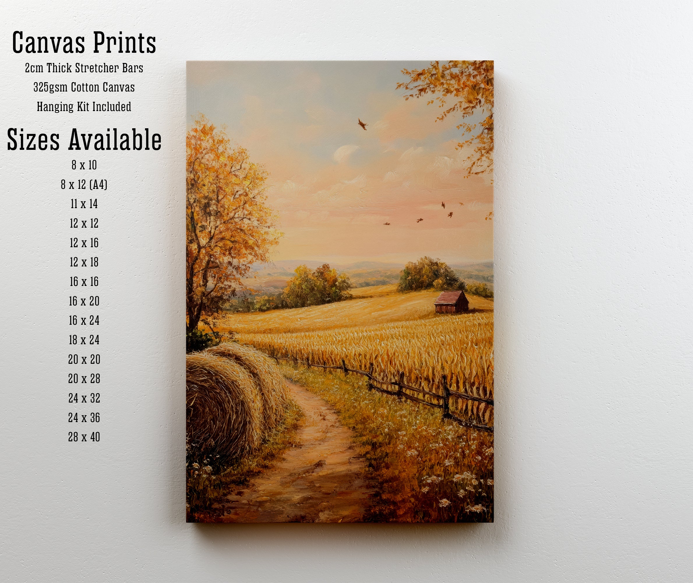 Autumn Wheat Field Landscape Art Print