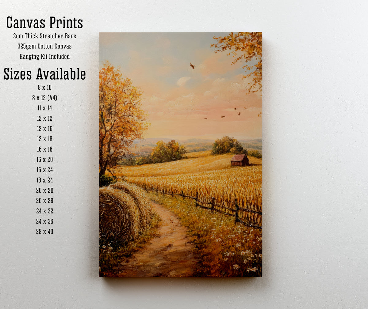 Autumn Wheat Field Landscape Art Print