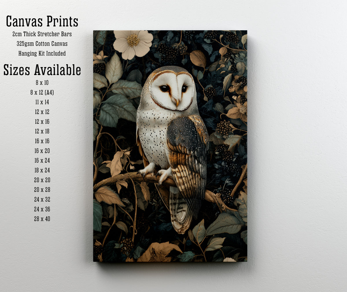 Barn Owl Botanical Art Print