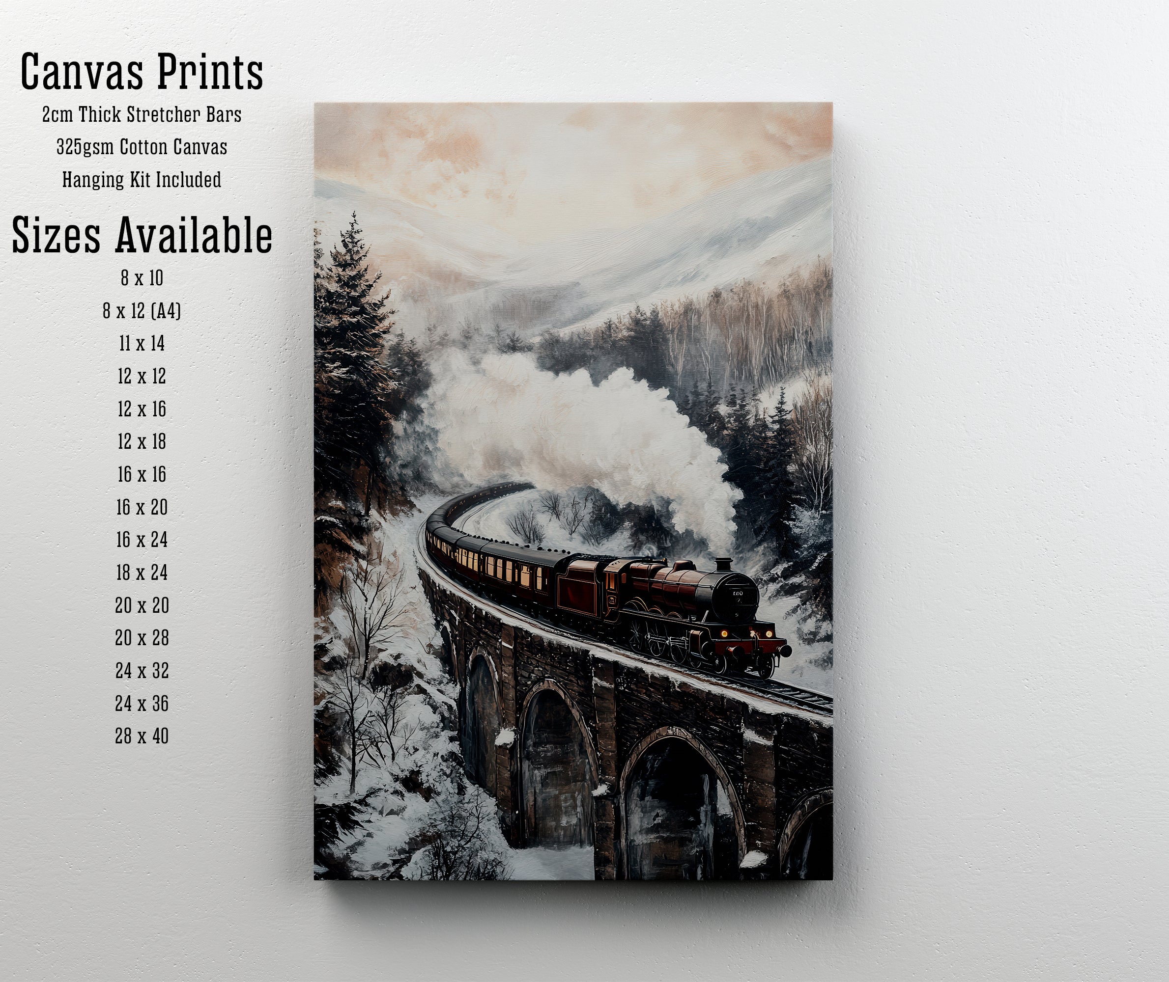 Snowy Mountain Steam Train Art Print